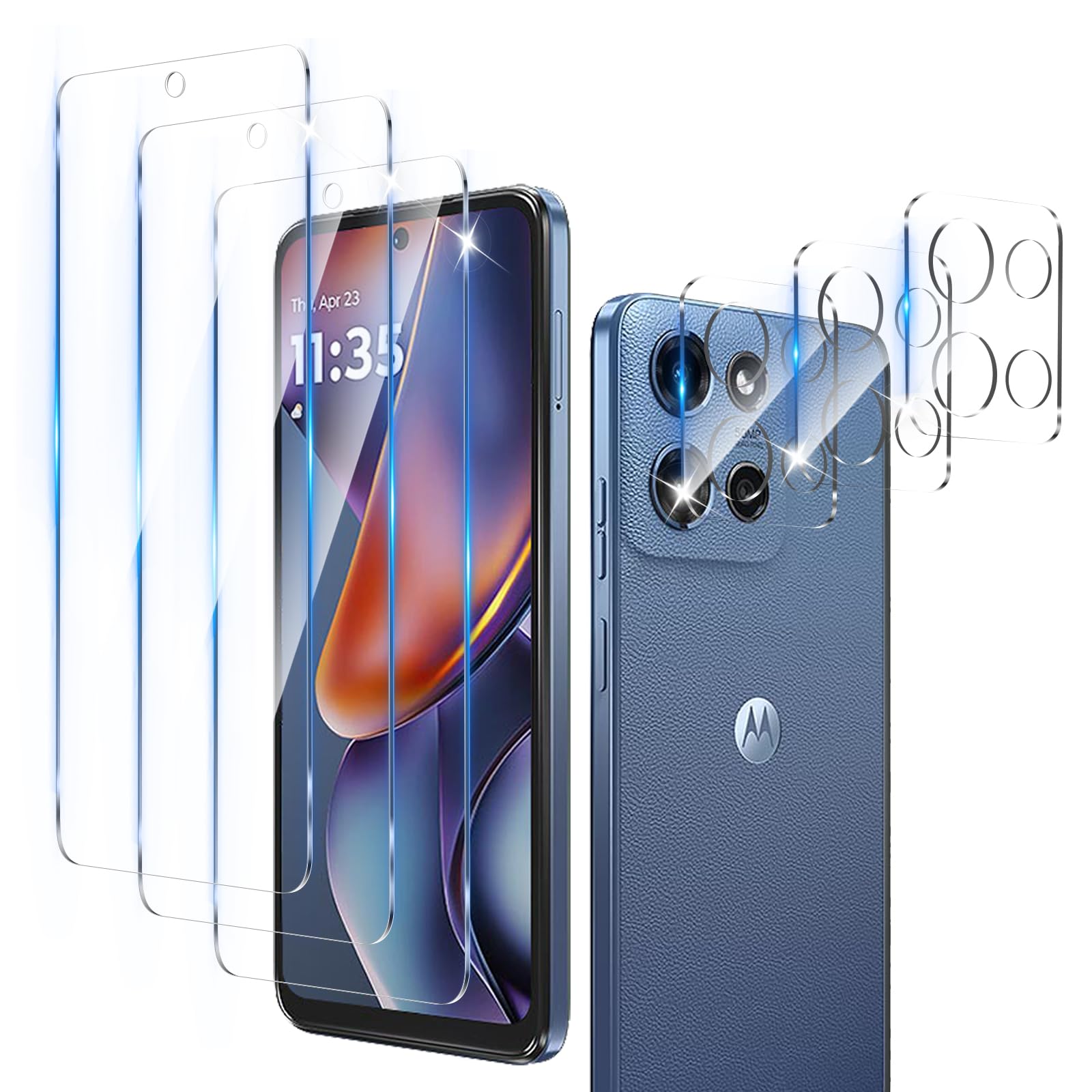 LZAYN 3 Pack Screen Protector Designed for Motorola Moto G 5G 2025 with 3 Pack Tempered Glass Camera Lens Protector,Ultra HD Clear,9H Hardness,Easy