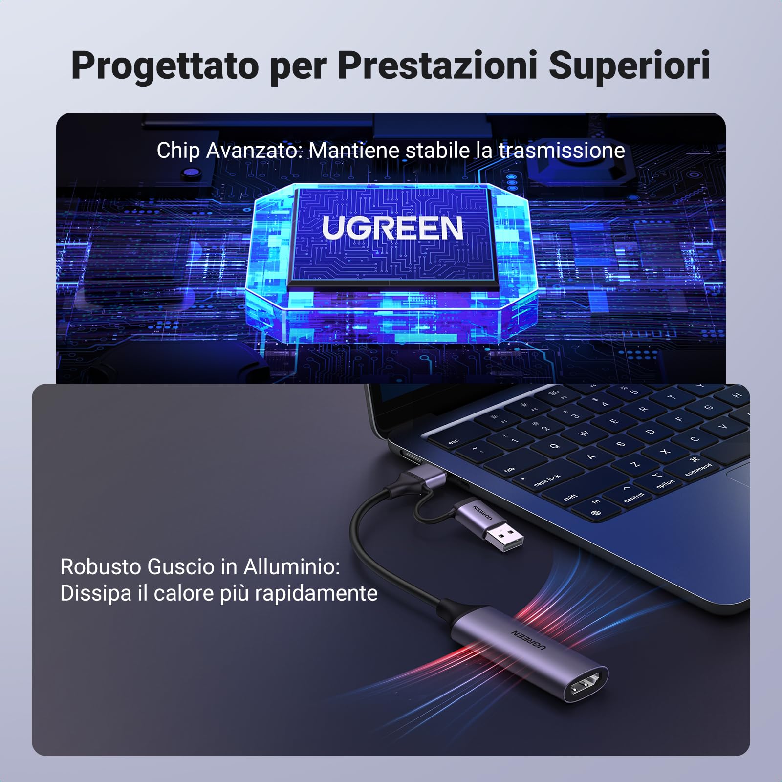 UGREEN HDMI Video Capture 4K 1080P HD 60FPS Ingresso USB C Scheda di Acquisizione per Streaming Gaming OBS Compatibile con PC Switch PS5 Xbox MacBook iPad Camera