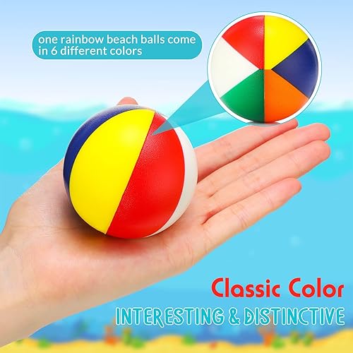 Miniatura 4 de Jerify 48 mini pelotas de playa de 2.5 pulgadas, arcoíris para la playa, juguetes de alivio de piscina pequeñas para verano, cumpleaños, fiestas