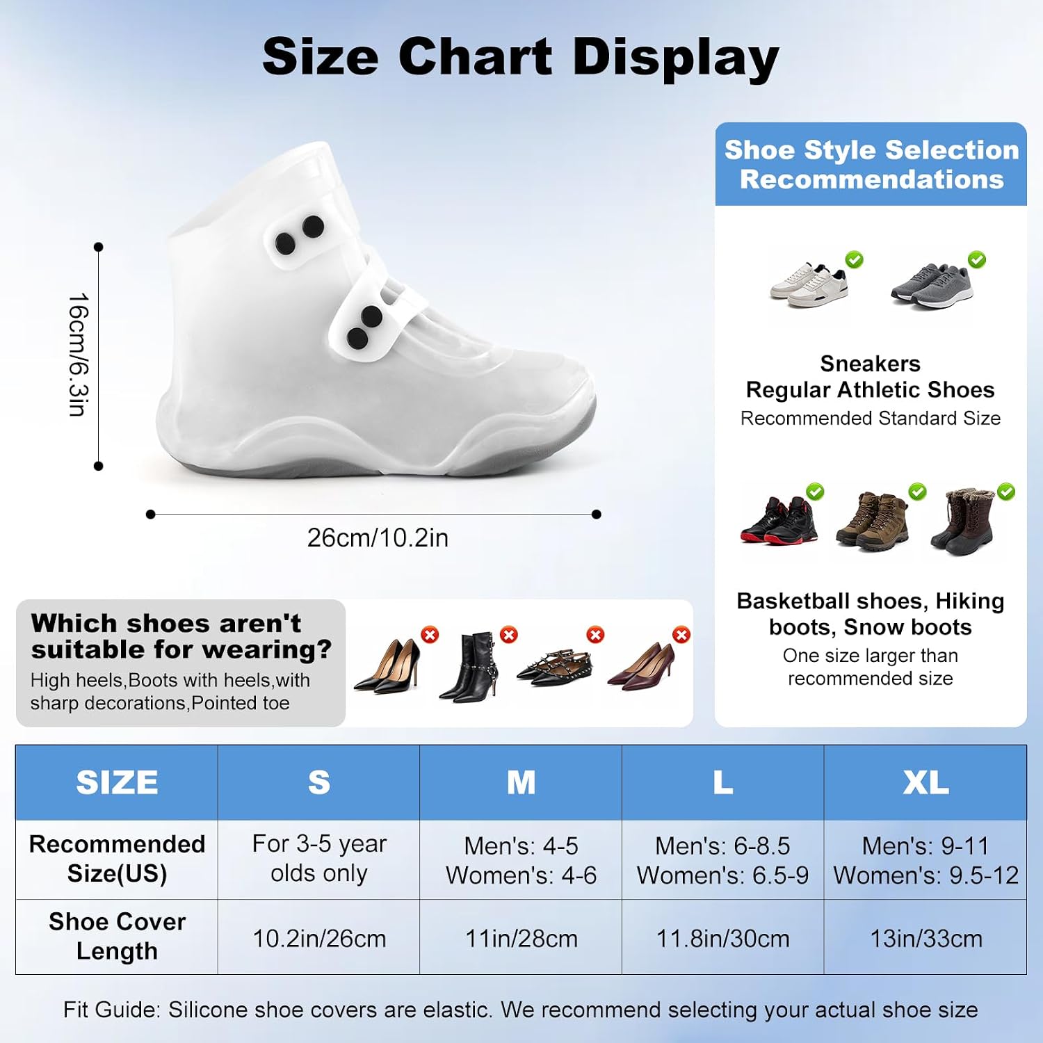 Rodelna Rain Shoe Covers, Waterproof TPE Unisex, Size S (Kids 3-8 Year) image 5