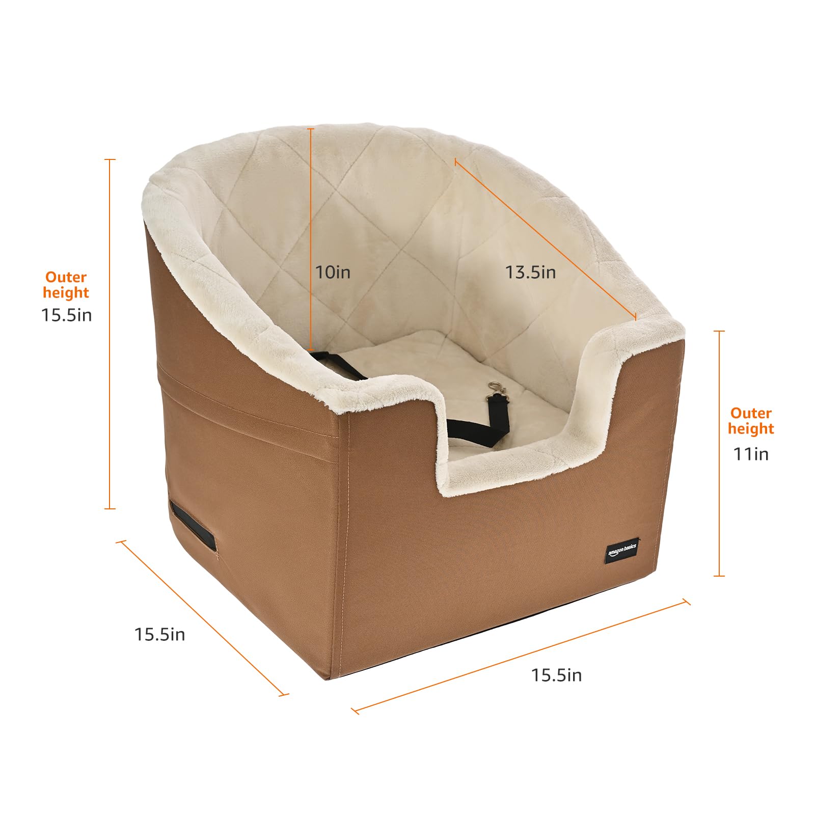 Amazon Basics Siège Auto réhausseur en Forme de Seau, Peau, 47 x 45 x 38.8 cm