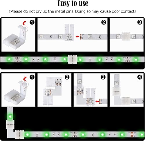 Miniatura 5 de Bifurcador rápido no impermeable con 4 pines y conector de 10 mm para conector de esquina de tira de LED 35285050 SMD RGB tira a tira 12 V 48 W