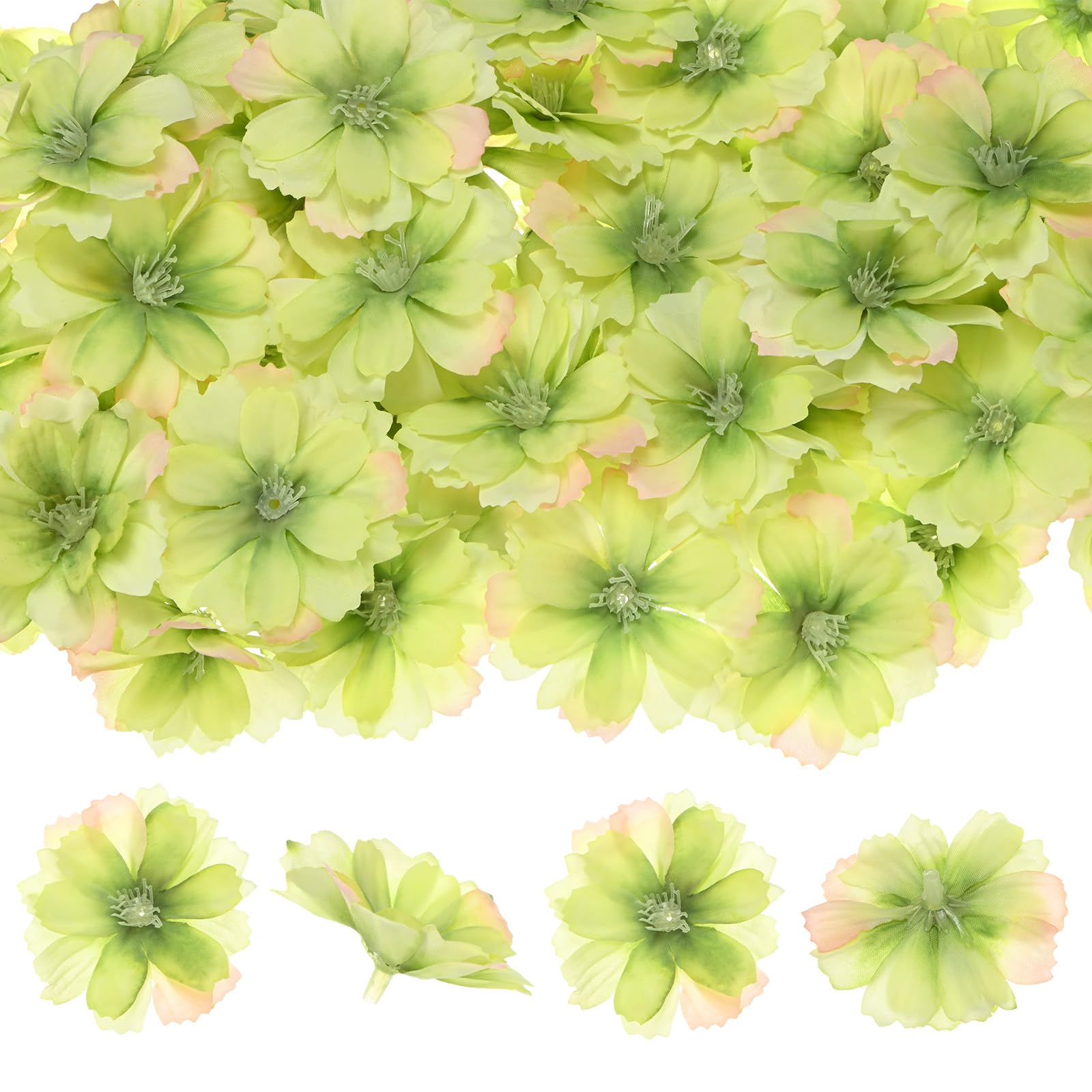 M METERXITY 50-Pack Artificial Flower Heads, Silk Fake Plum Blossom Head for Wedding/Garland/Hat/Shoes/Party Decoration