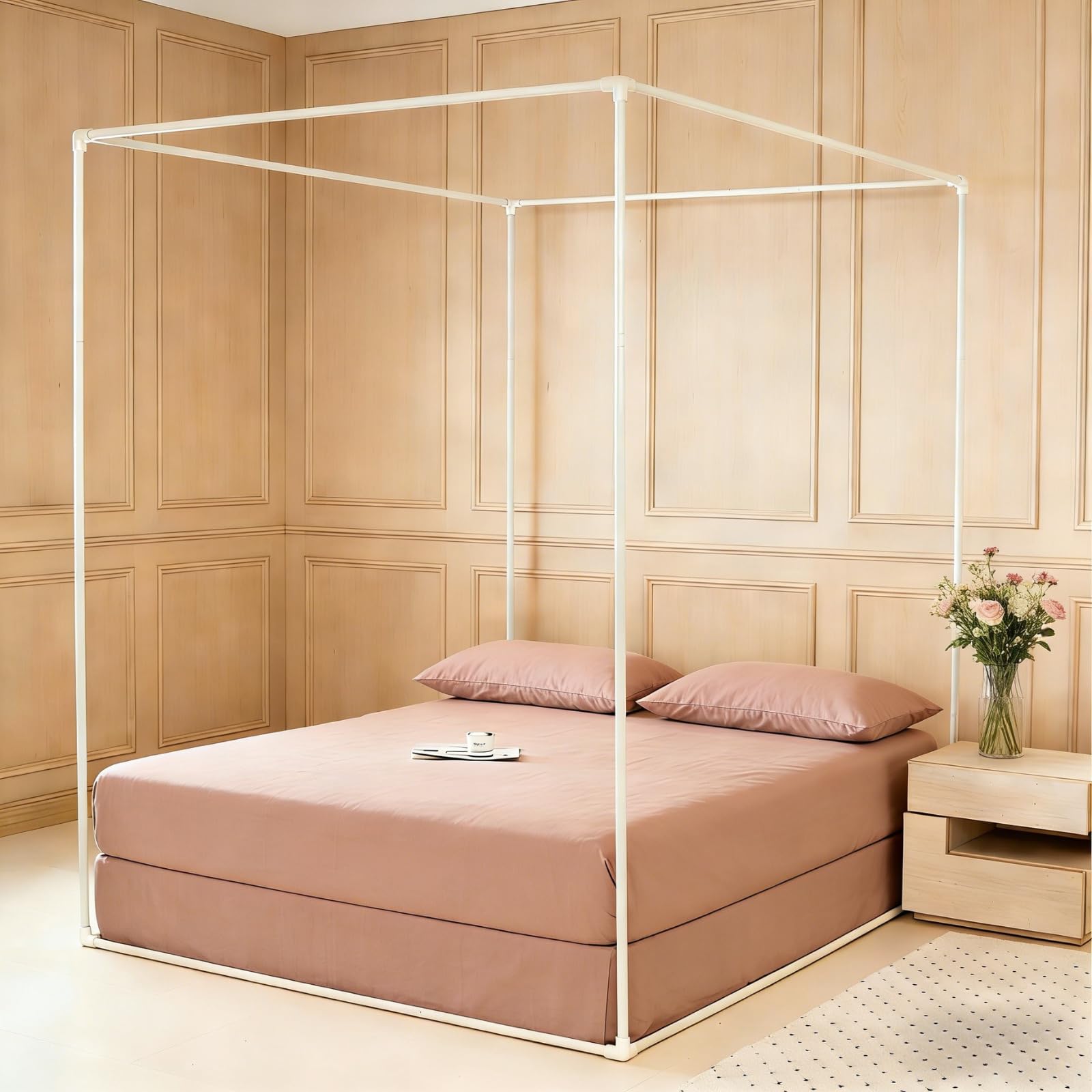 Photo 1 of Beyeutao Queen Bed Canopy Frame White