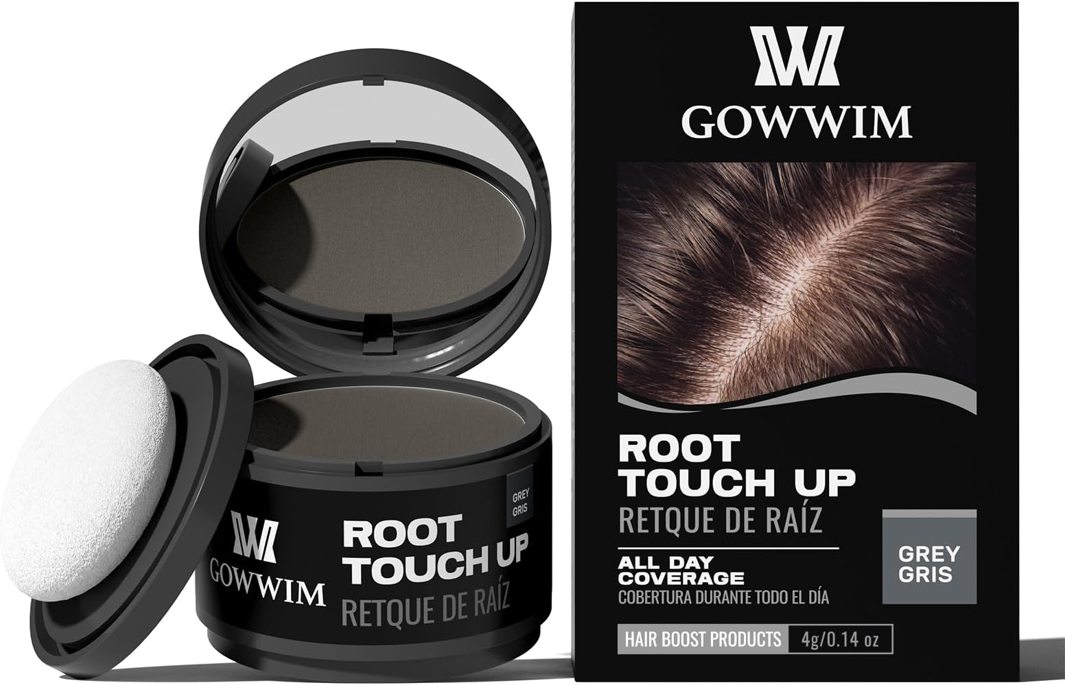 Hairline Gray Root Touch-Up Powder - Instantly Color Shadow Cover, Thin Hair Concealer, Hair Root Dye (4g)