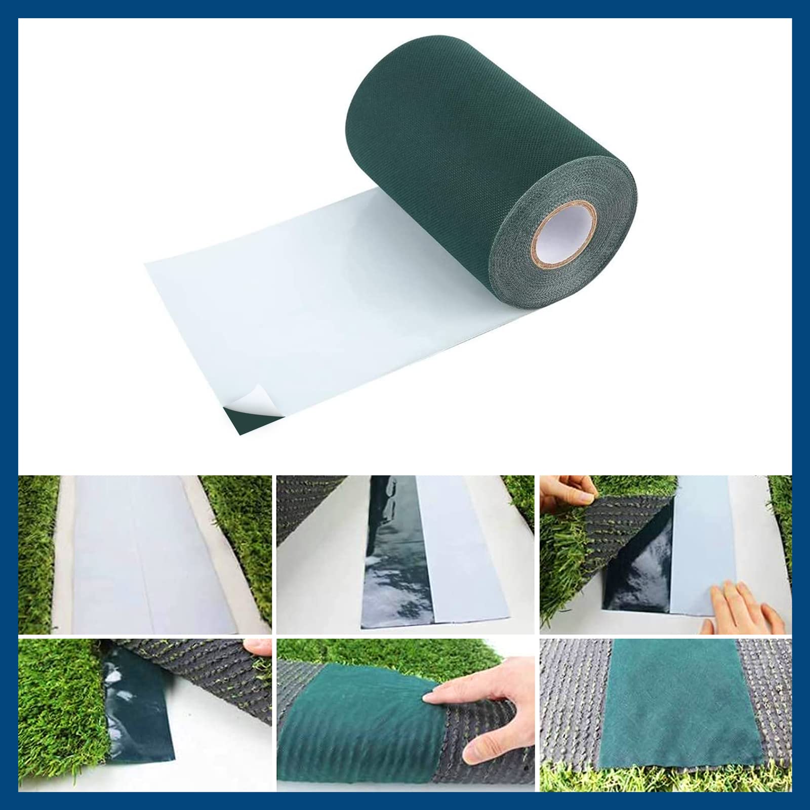 Floordirekt Klebeband für Kunstrasen - 15 cm x 5 m - Kunstrasenband - Grasband - selbstklebend - Nahtklebeband für Rasenteppich