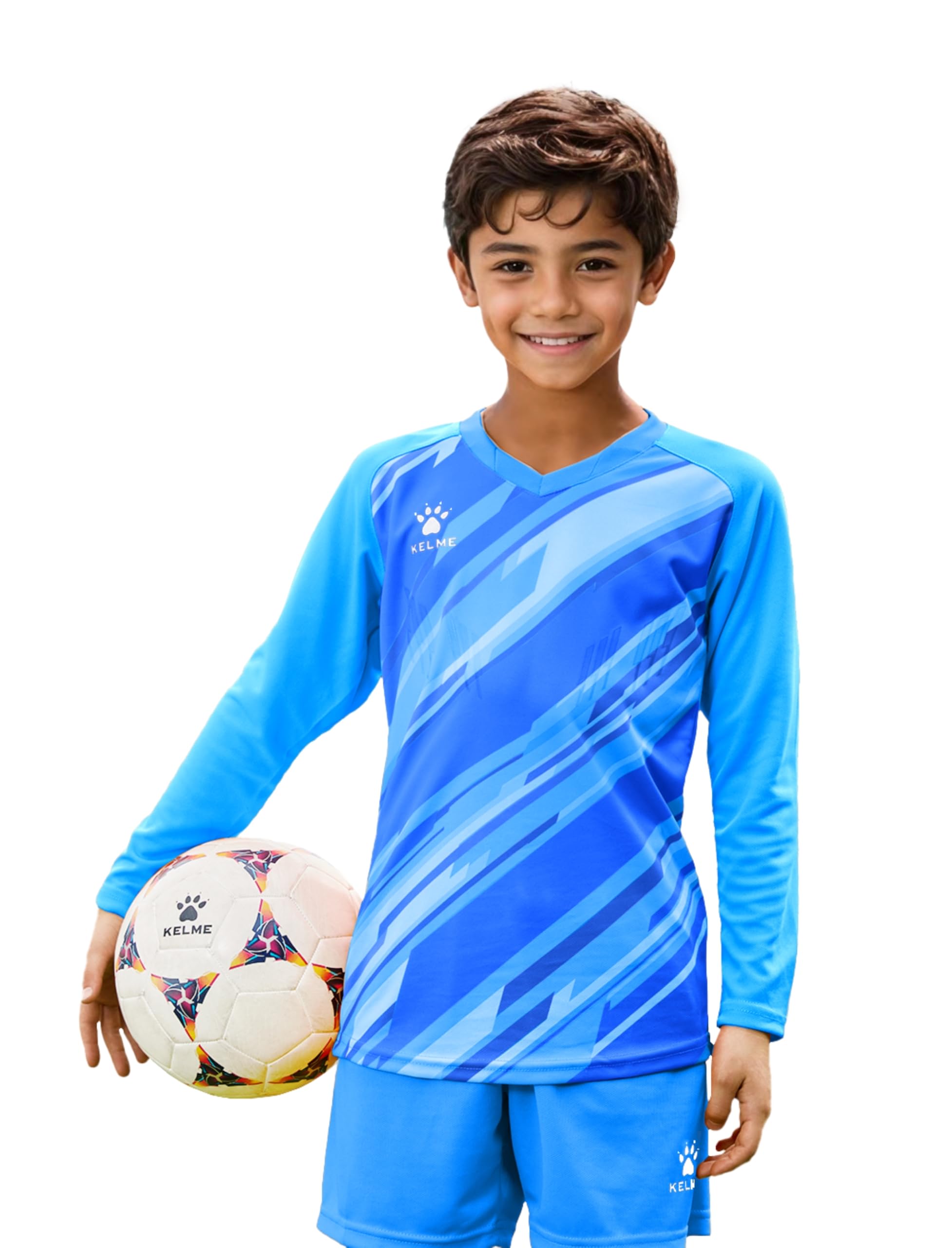 KELME Kids Padded Goalie Shirt,Youth Goalkeeper Jersey,Long Sleeve Soccer Football Training Uniform