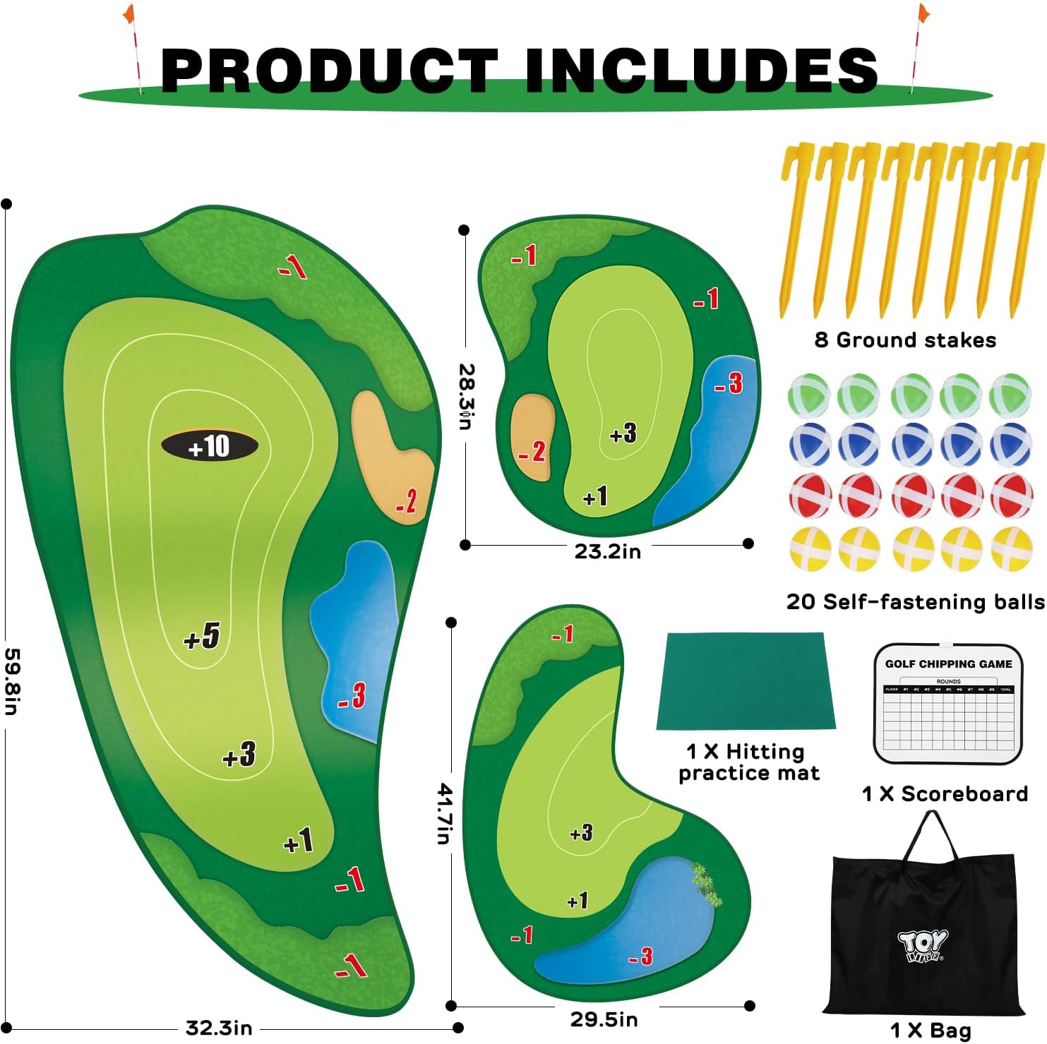 TOY Life Chipping Golf Game Mat Indoor Outdoor Games for Adults and Family Kids Outdoor Play Equipment Stick Chip Game Indoor Golf Set Backyard Games Outdoor Toys for Kids