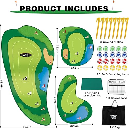 Miniatura 6 de TOY Life Alfombrilla de juego de golf para interiores y exteriores, para adultos y familia, niños, equipo de juego al aire libre, juego de chip de