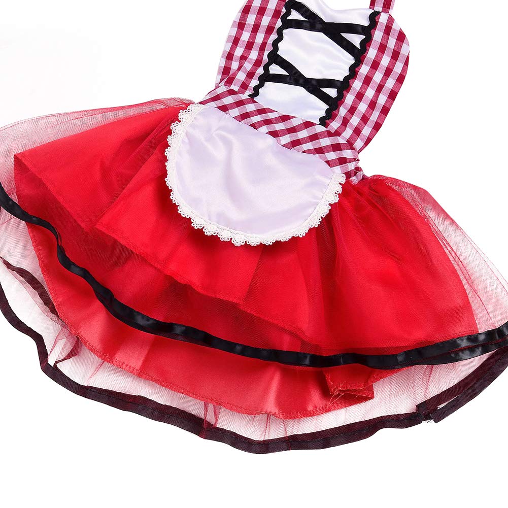 Toddler Baby Girls Little Red Riding Hood Costume - 2 Piece Dress With Hooded Cape For Halloween & Christmas