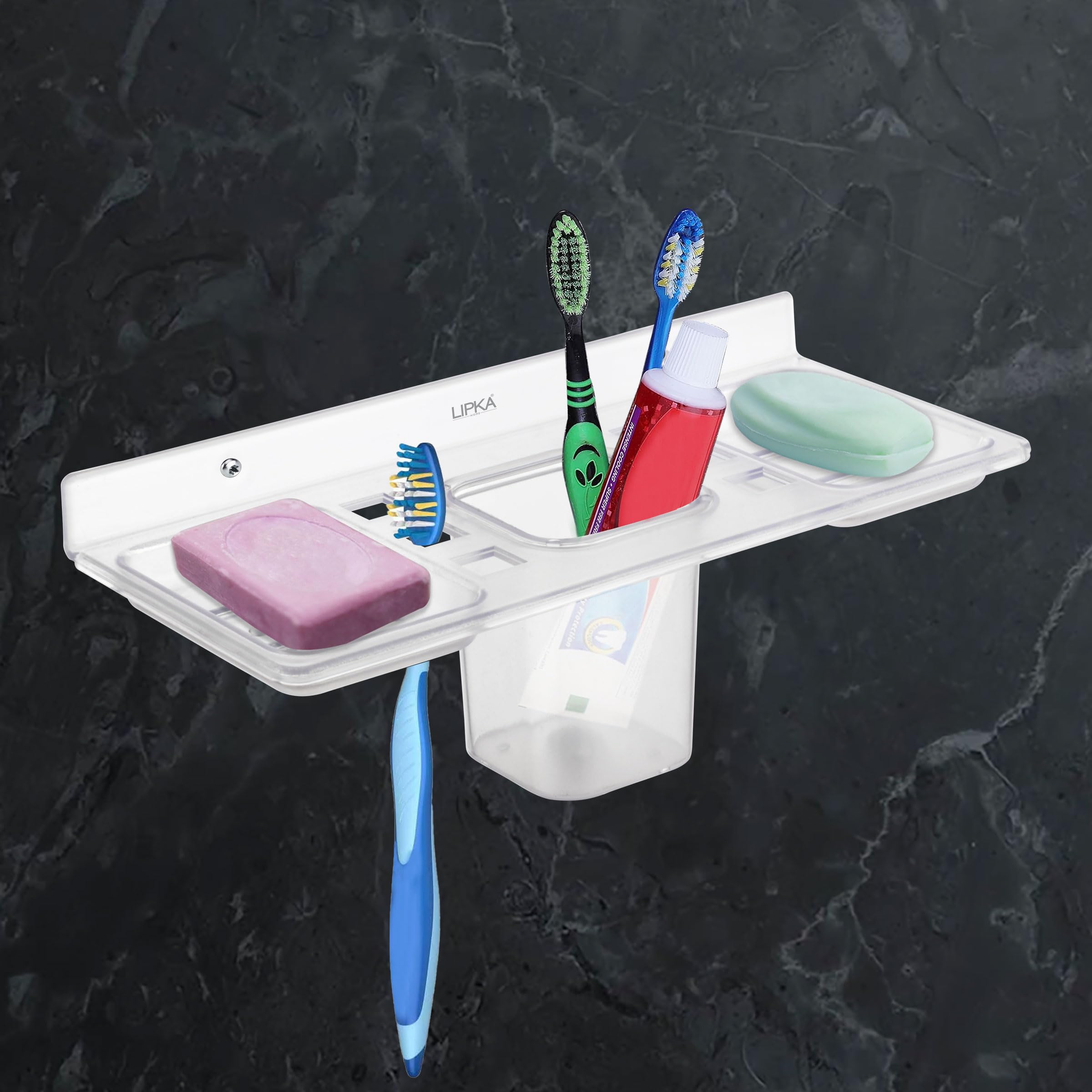 Sponsored Ad - Unbreakable ABS 4-in-1 Wall Mounted Bathroom Shelf Tray | Double Soap Dish, Toothbrush & Tumbler Holder | Multipurpose Storage Rack for Bathroom, Kitchen, Wash Basin, Shower & Toilet Use