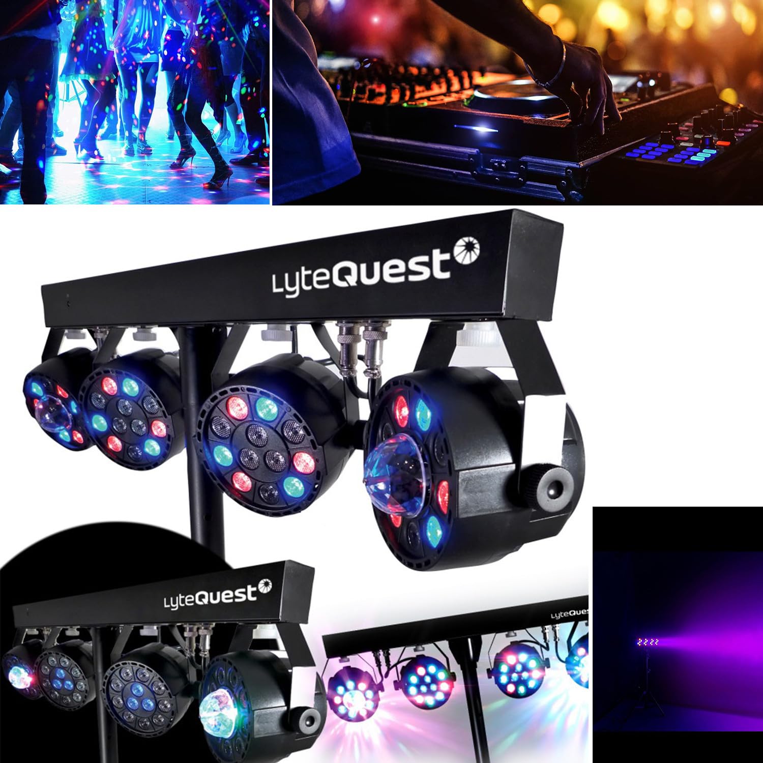 Pack Sono DJ 1200W Complet BM Bmsonic BMS-15-ARRAY-BT Enceintes +SUB 38cm USB/Bluetooth, Câbles, Eclairage LED Bar Salle des fêtes