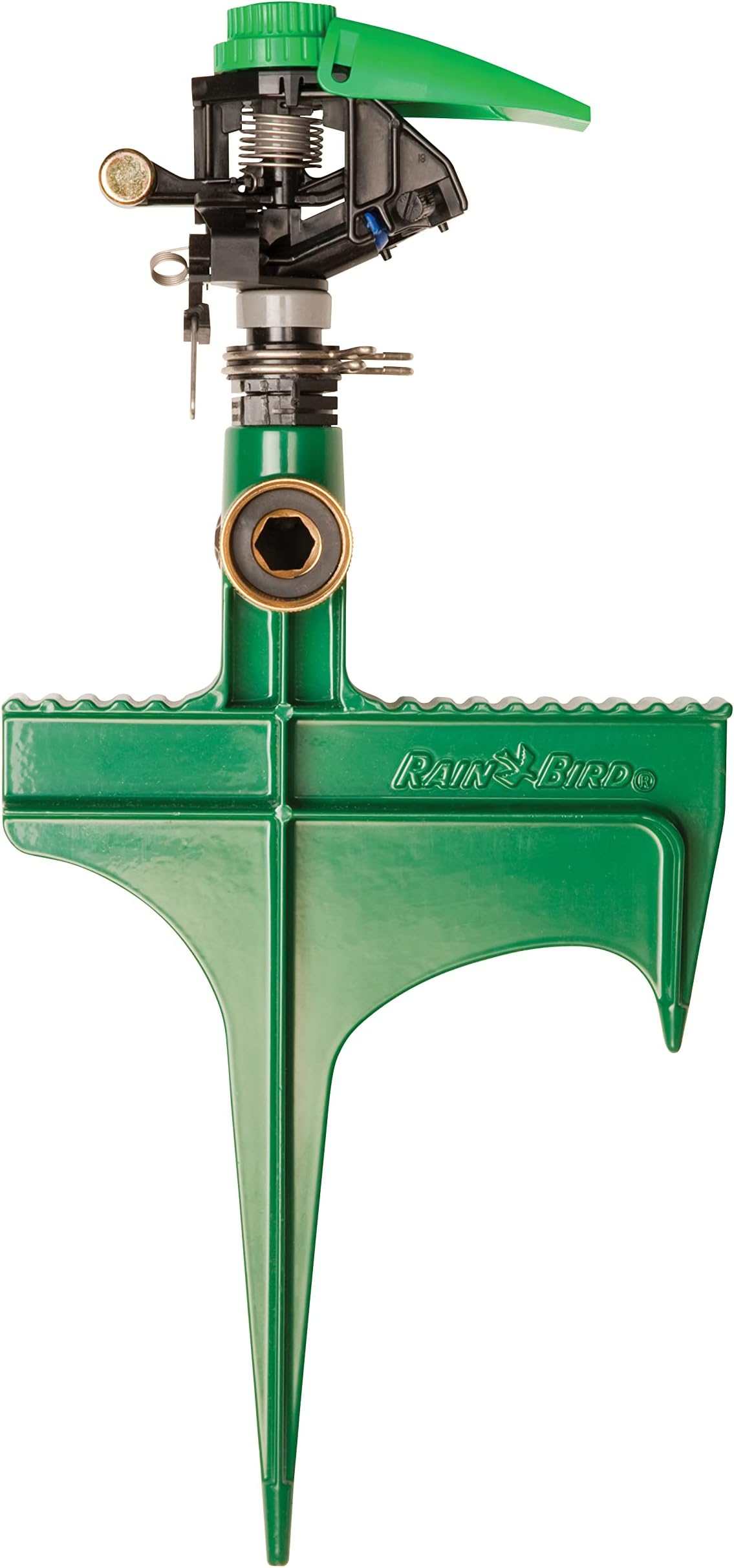 Rain Bird P5RLSP Plastic Impact Hose-End Lawn and Garden Sprinkler on Large Metal Spike, Adjustable 20° - 360° Pattern, 25' - 41' Spray Distance