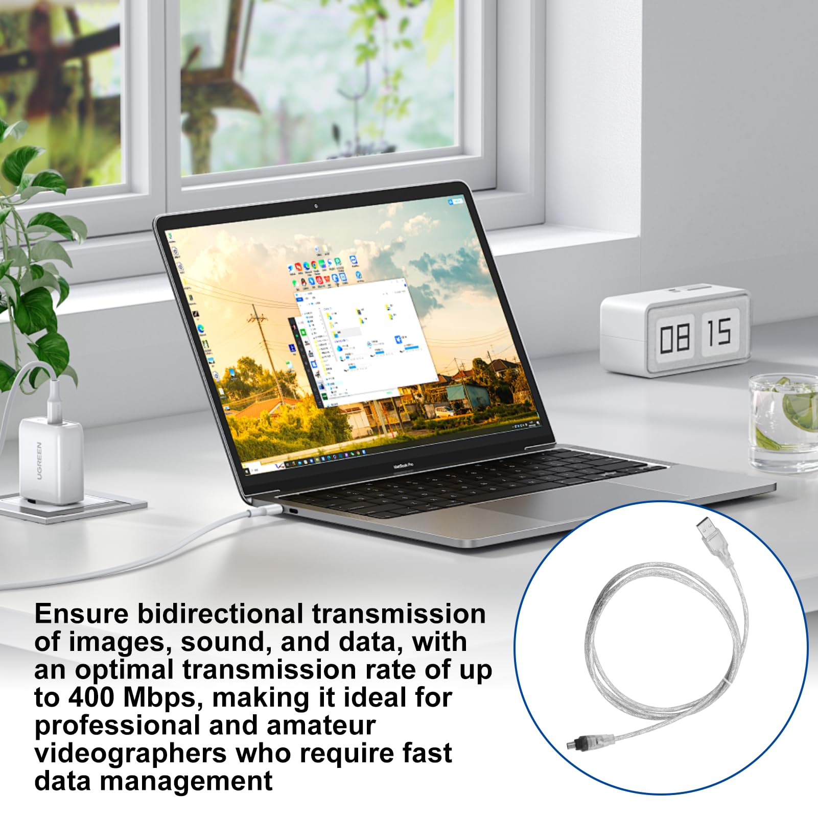 Cavo USB a FireWire IEEE 1394 4 pin iLink da 1 m per Sony DCR-TRV75E DV, adattatore USB tipo A a 1394 per trasferimento dati video DV, cavo IEEE 1394 a USB per videocamera digitale