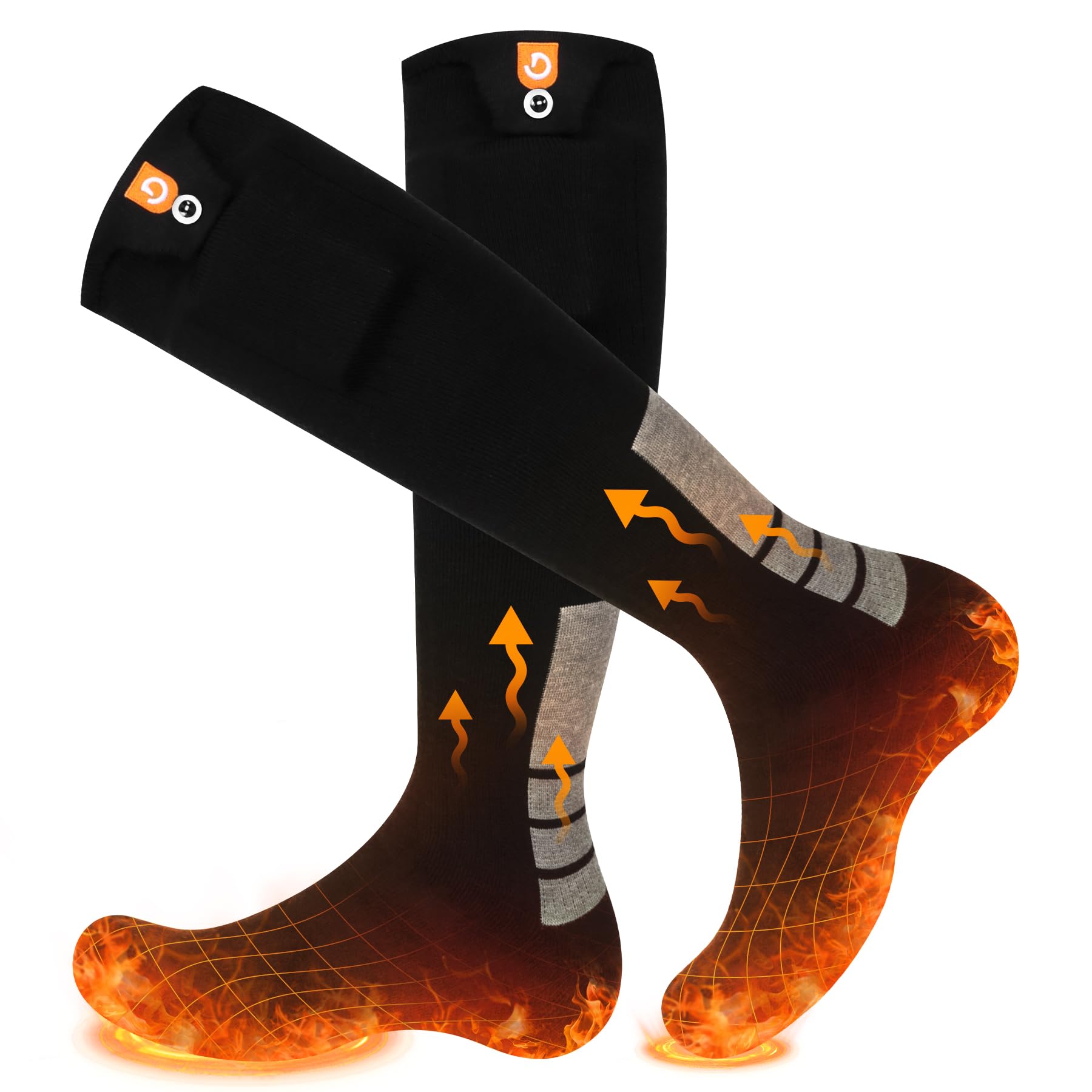 Heated Socks with 4 Heating Levels 6000mAh Rechargeable Electric Heating Socks Washable Thermal Sock Winter Warming Hiking Sock for Adult Men Women Skiing Biking Fishing Running Outdoor Activities