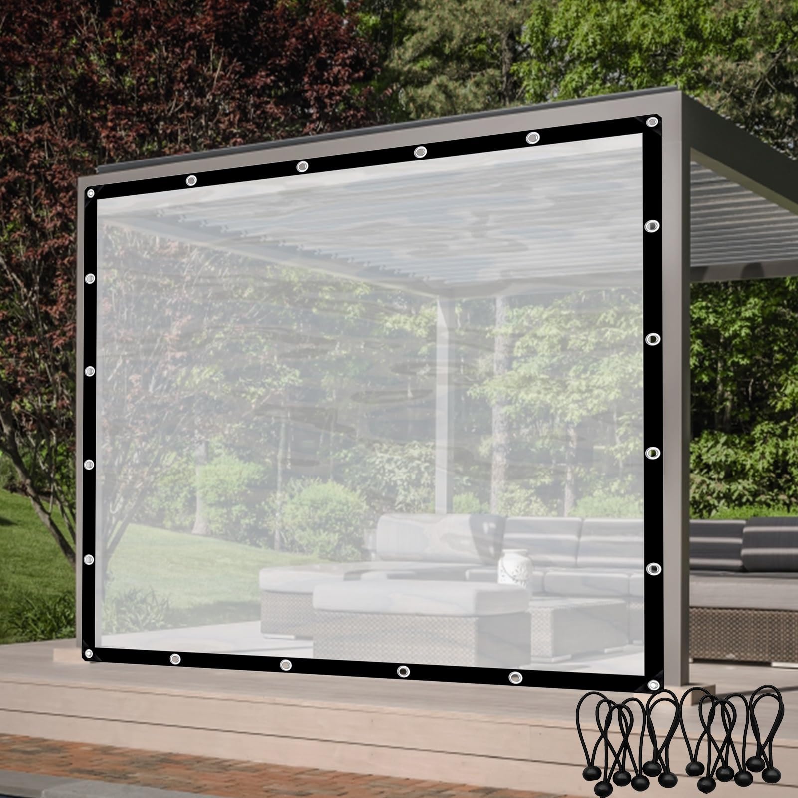 Bâche transparente pergola panneaux latéraux imperméables rideaux extérieurs en bâche PE 1x2m