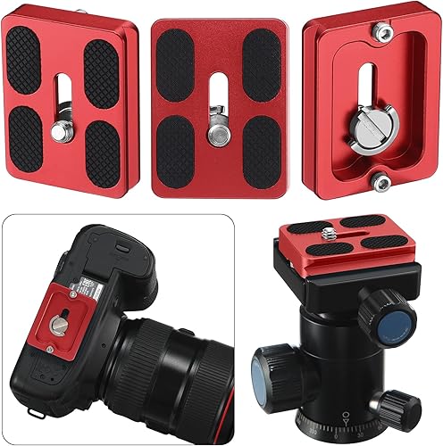 Vista 62 de Frienda 2 piezas de placa de liberación rápida de metal con tornillo de cámara de 1/4 a 20 placa de montaje de trípode se adapta estándar para Negro