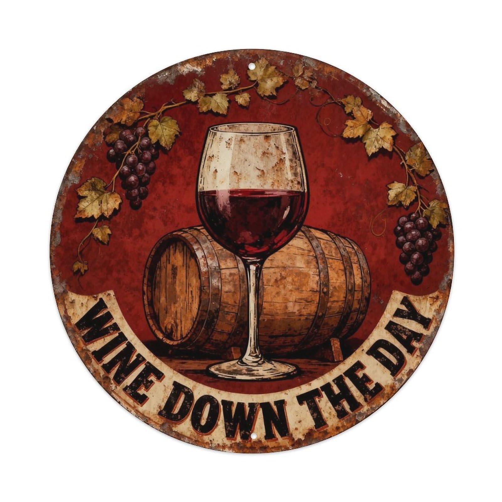 Wine Down The Day Metal Tin Sign Plaque