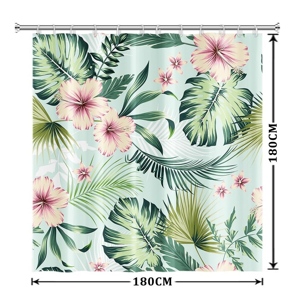 Uiiooazy Cortina de Ducha de Hoja Eucalipto, Cortinas de Ducha Verde Oro Abstracto Planta Cortinas de Baño Antimoho Impermeable Lavable Tejido de Poliéster Cortina Ducha con Ganchos 90x180cm — view 200