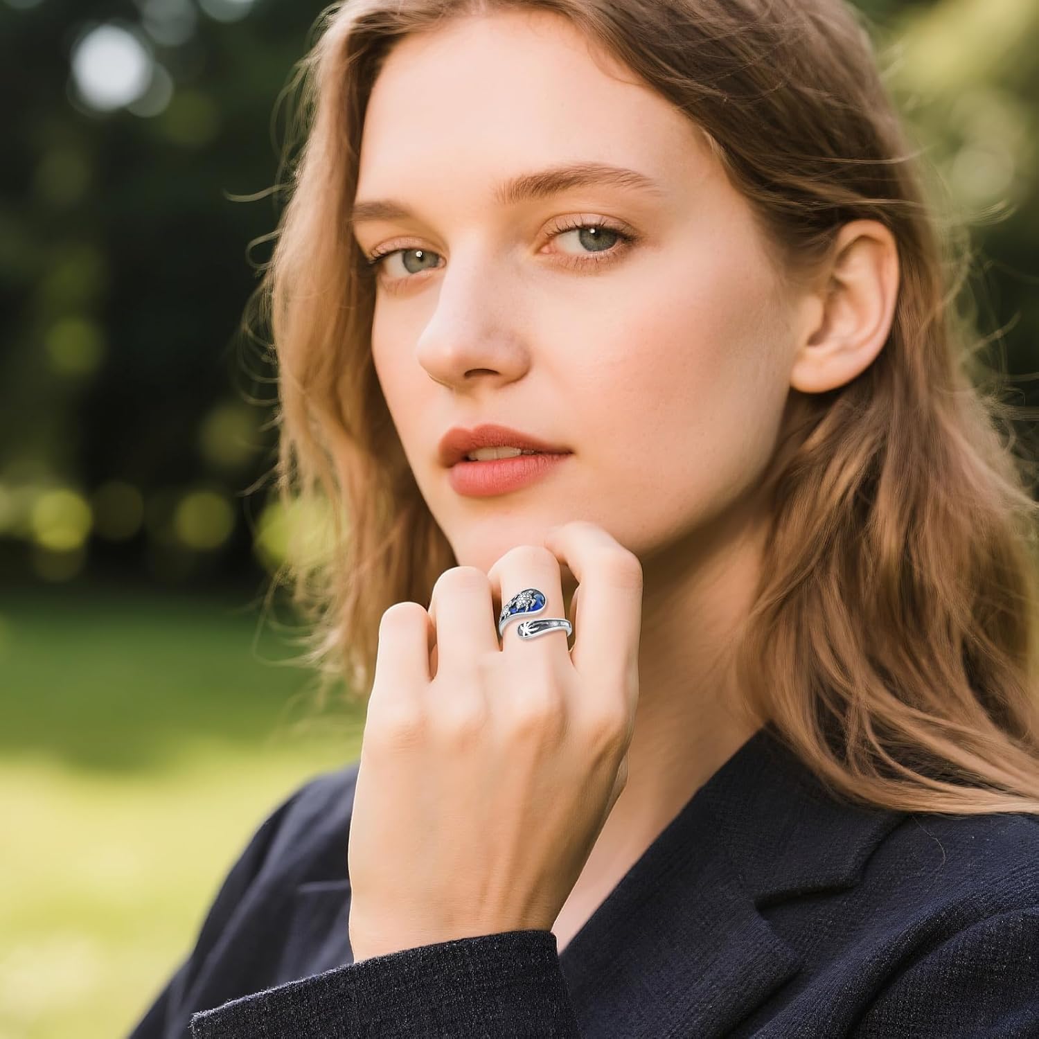 URONE Turtle Spoon Ring Sterling Silver Sea Turtle Thumb Ring Ocean Jewelry Gifts for Women - Image 2