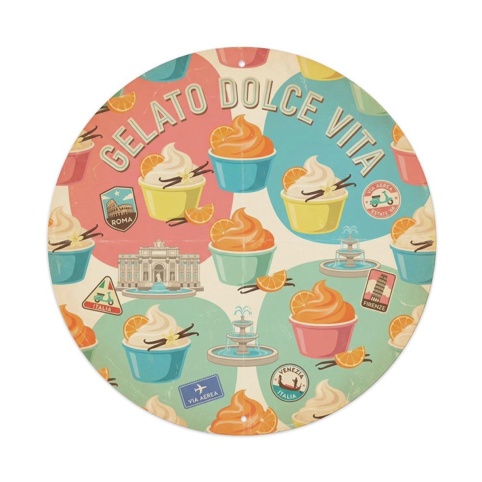 Gelato Creamery Travel Cuisine Dessert Culture Metal Tin Sign