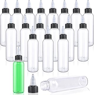 20 Pack 1oz Dispensing Bottles with Twist Top Cap,Small Plastic Squeeze Bottles Boston Round LDPE Bottle for Crafts,Kitchen,Household，Art, Glue（Black） (Black 4oz)