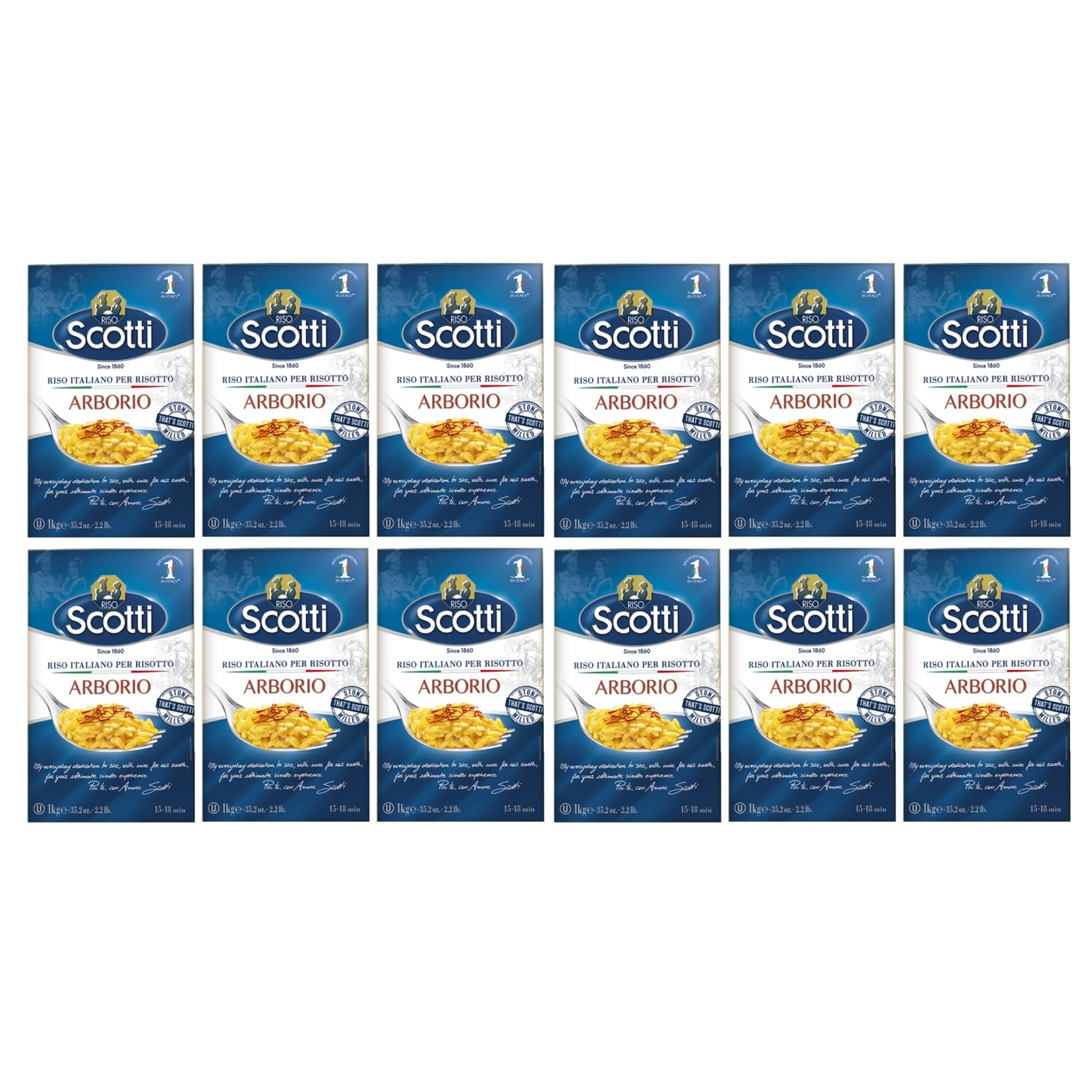 Riso Scotti Riso italiano Arborio-Reis Italien inkl. FeinWert E-Book (12 x 1kg)