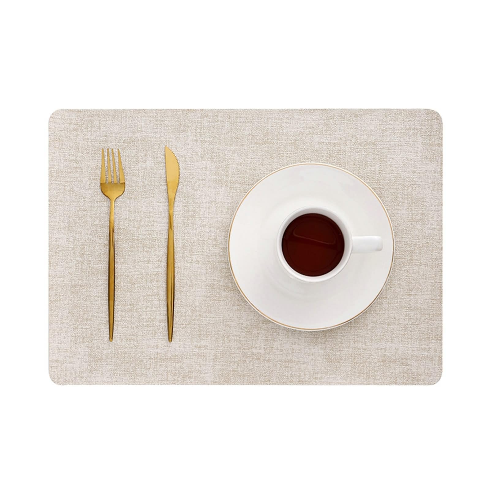 Lot de 4 Quilted Placemats 43x30cm, Set de Table Vintage Couleur Unie Rectangulaire Cuir Gruau