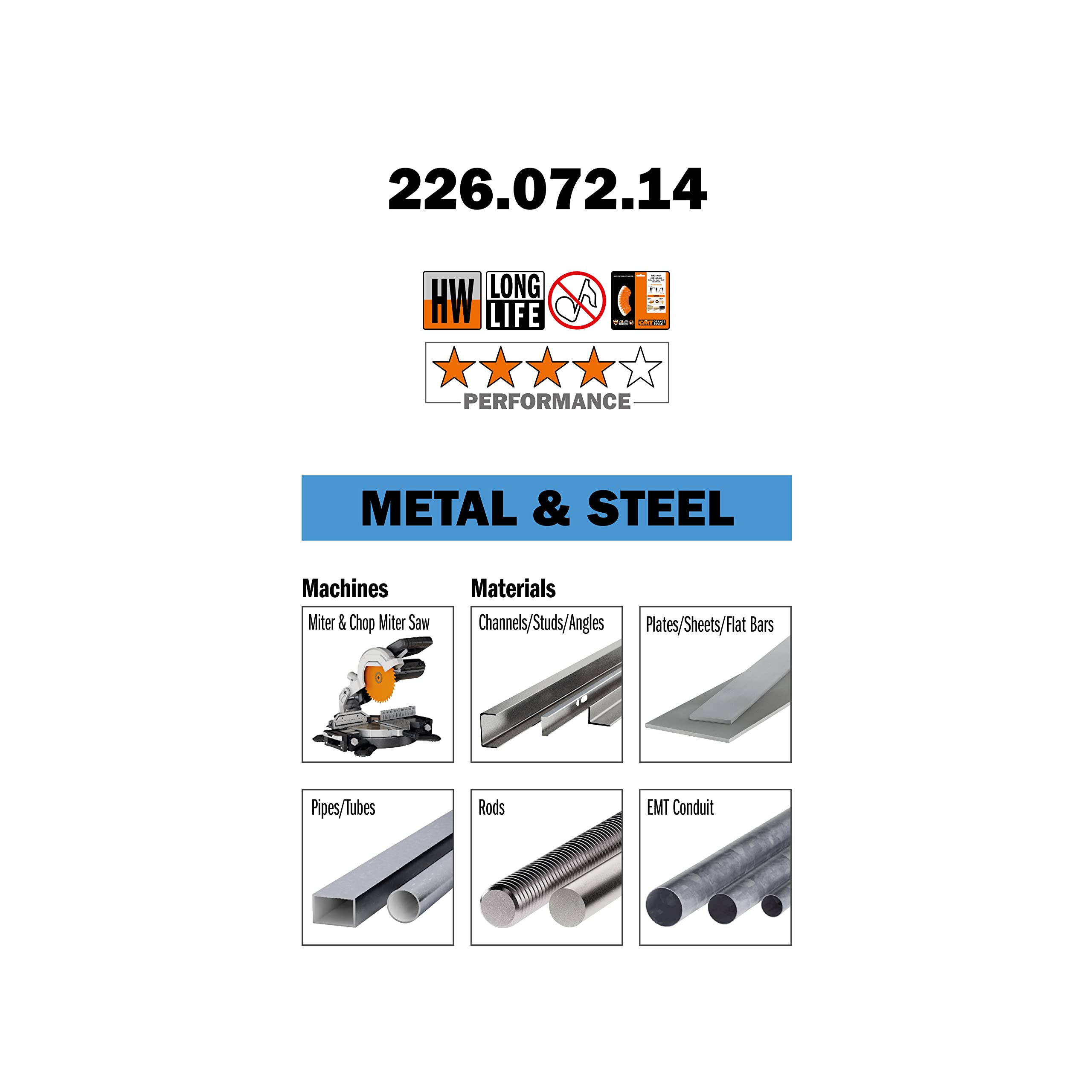 CMT - 226.072.14 - LAMA X MATERIALI FERROSI-PVC HW 355x2.2/1.8x25.4 Z72 FWF
