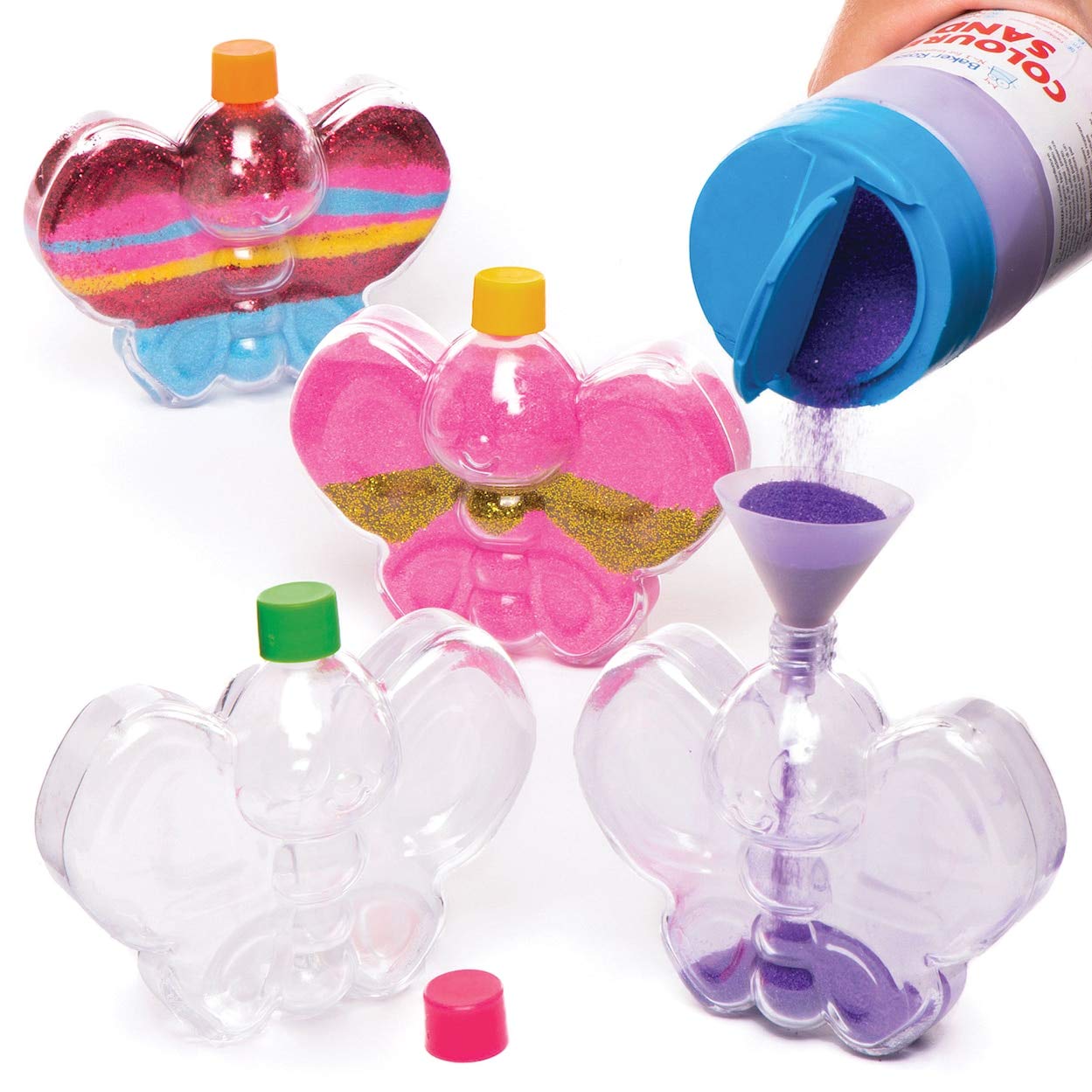 Baker Ross AW428 Butterfly Sand Art Bottles, for Crafting and Decoration Making (Pack of 5)