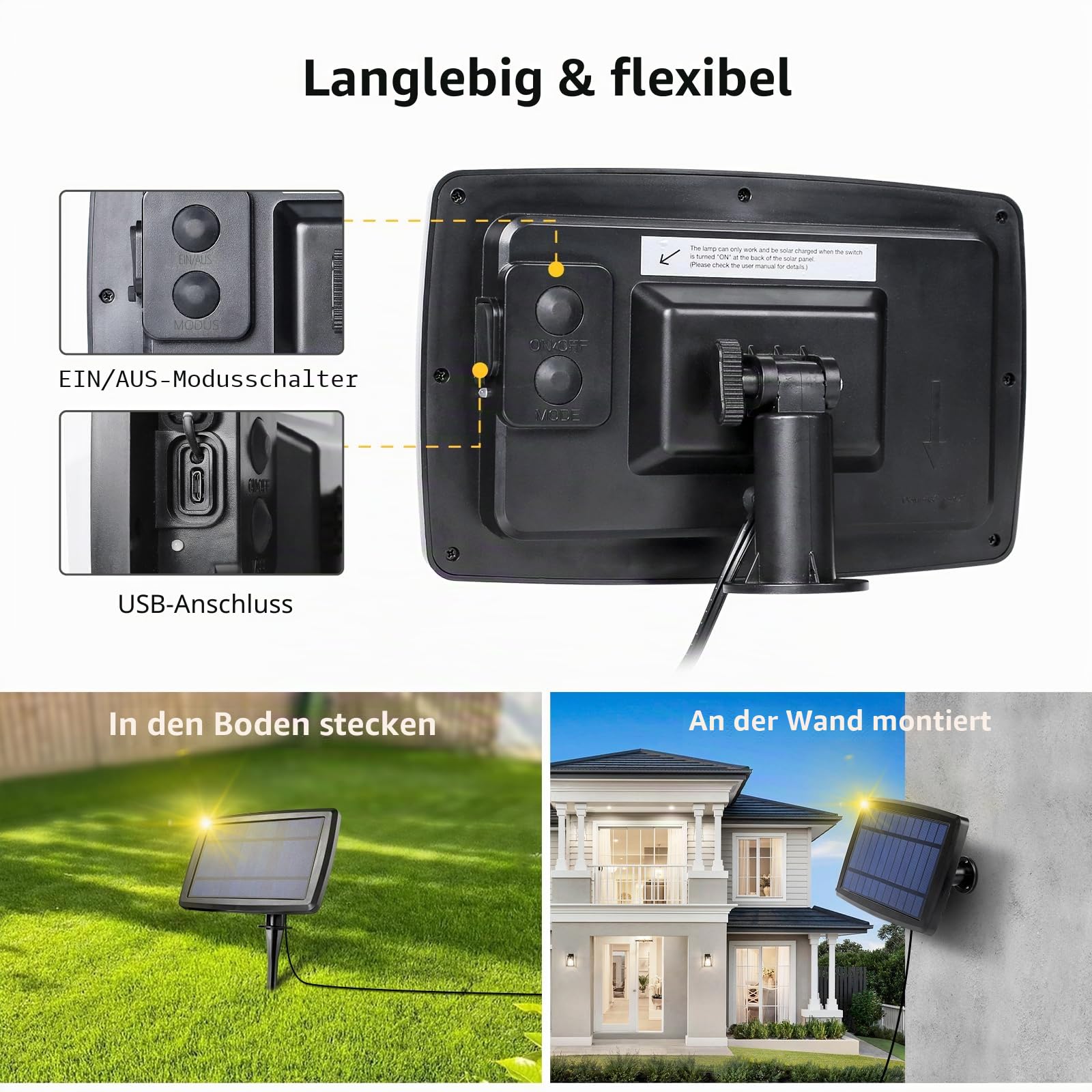 LE Solar Lichterkette Glühbirnen Aussen, 7.62M 25 LEDs G40 Außen Beleuchtung, USB wiederaufladbar, 4 Modus Solarlichterkette für Garten, Hochzeit, Balkon, Haus, Weihnachten Deko, Warmweiß | USB Wiederaufladbar Aussen, 4 Modus Solarlichterkette für Garten,