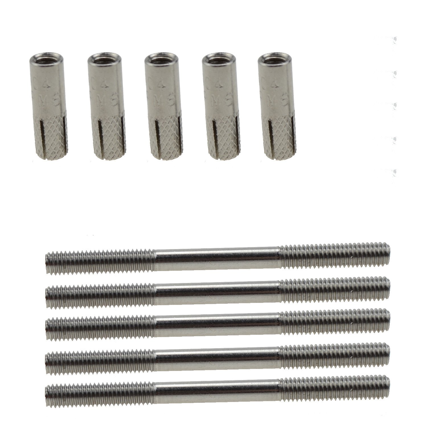 5pcs 304 Stainless Steel Invisible Wall Bracket Expansion Screw Partition Bracket Fitting Expansion Screw M6 80mm