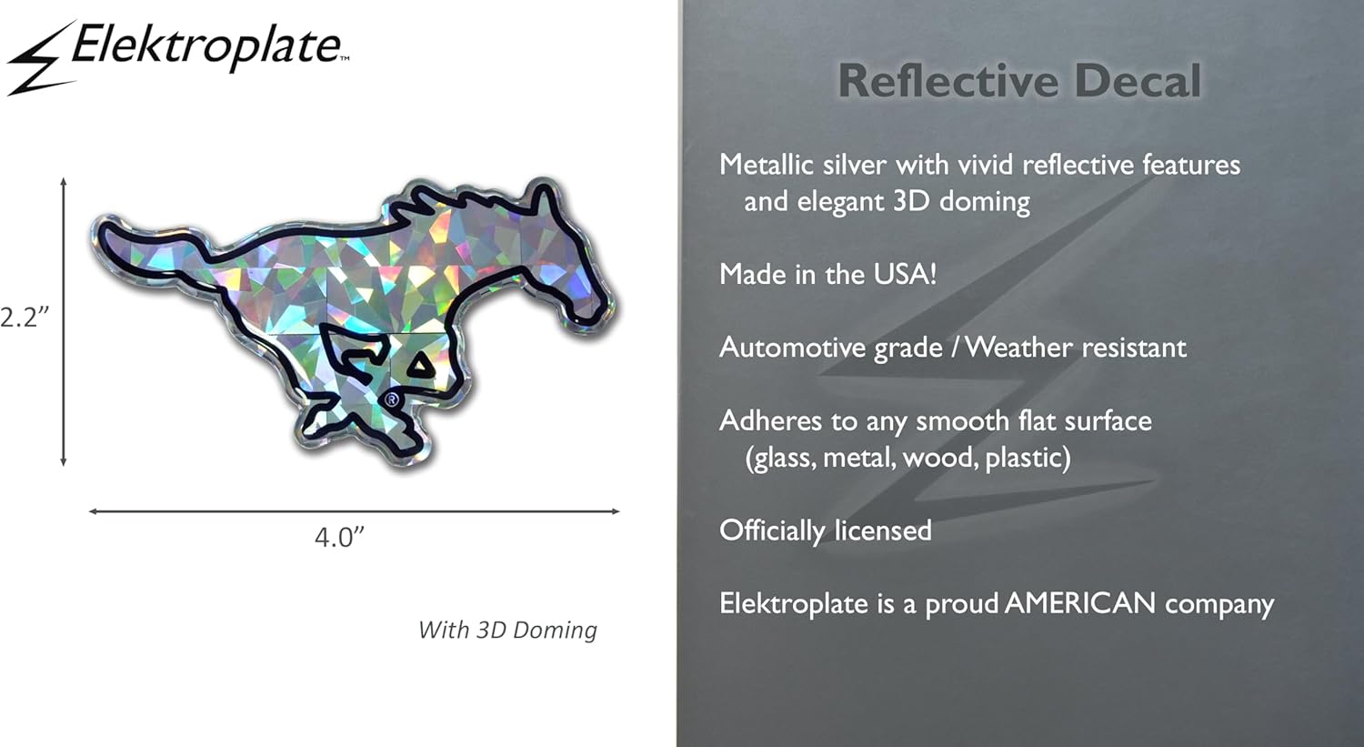 Elektroplate Officially Licensed SMU Mustangs Silver Reflective Decal | Premium 3D Doming All Weather Sticker for Car, Water Bottle, Laptop, Tablet, Window, Cooler, Toolbox, Phone | Made in The USA - Image 7