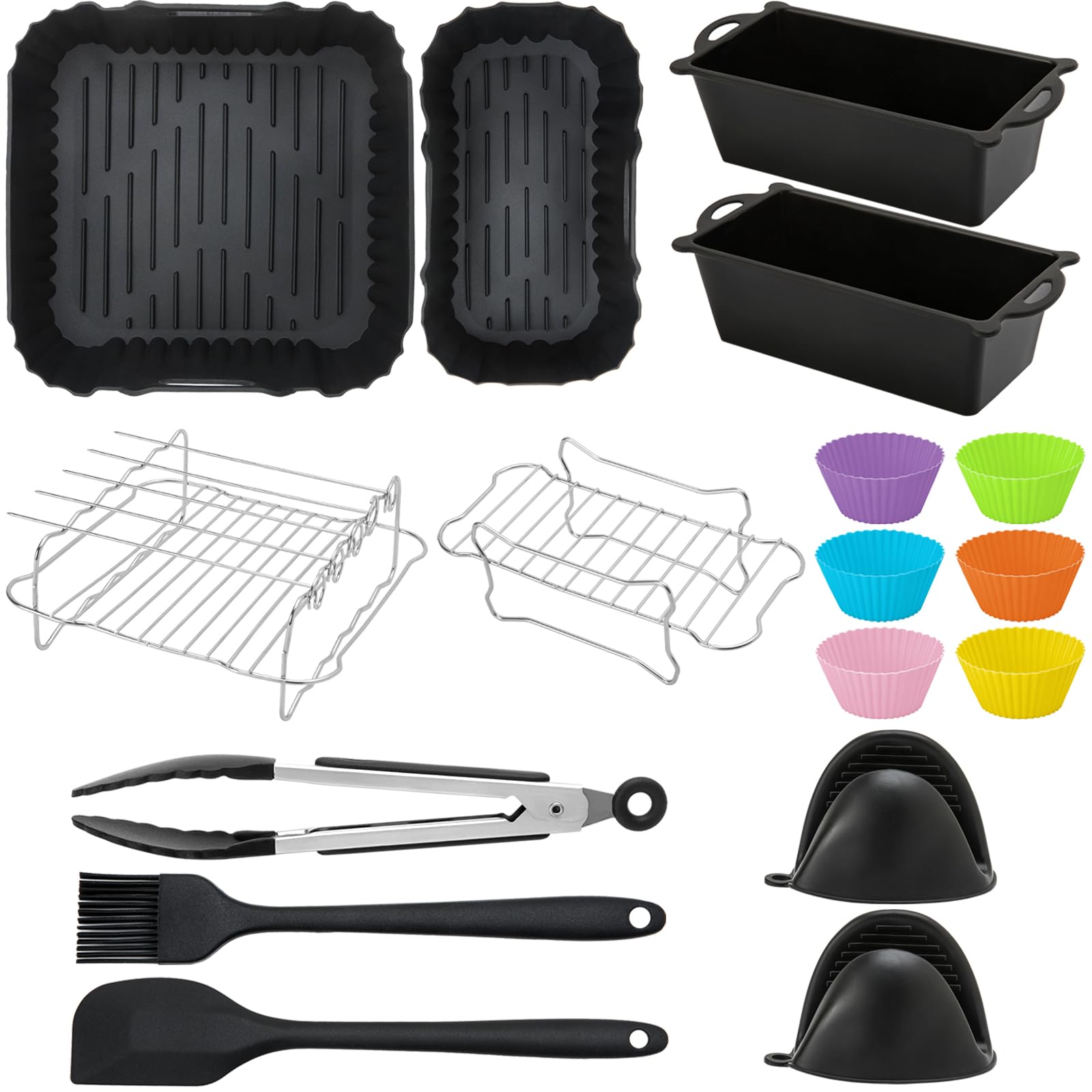 Accessori Friggitrice ad Aria per Philips Dual Basket Airfryer Serie 3000 9L– 22 Pezzi Accessori ad Aria – Riutilizzabile Stampi, per Philips Airfryer Dual Basket 3000 serie 3L/6L
