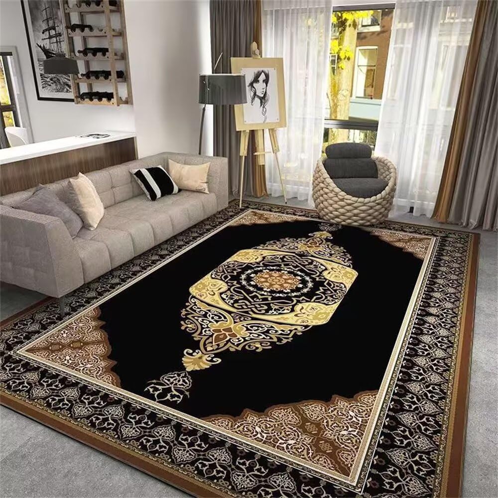 Tapis pour terrasse et extérieur jaune floral vintage 70x140