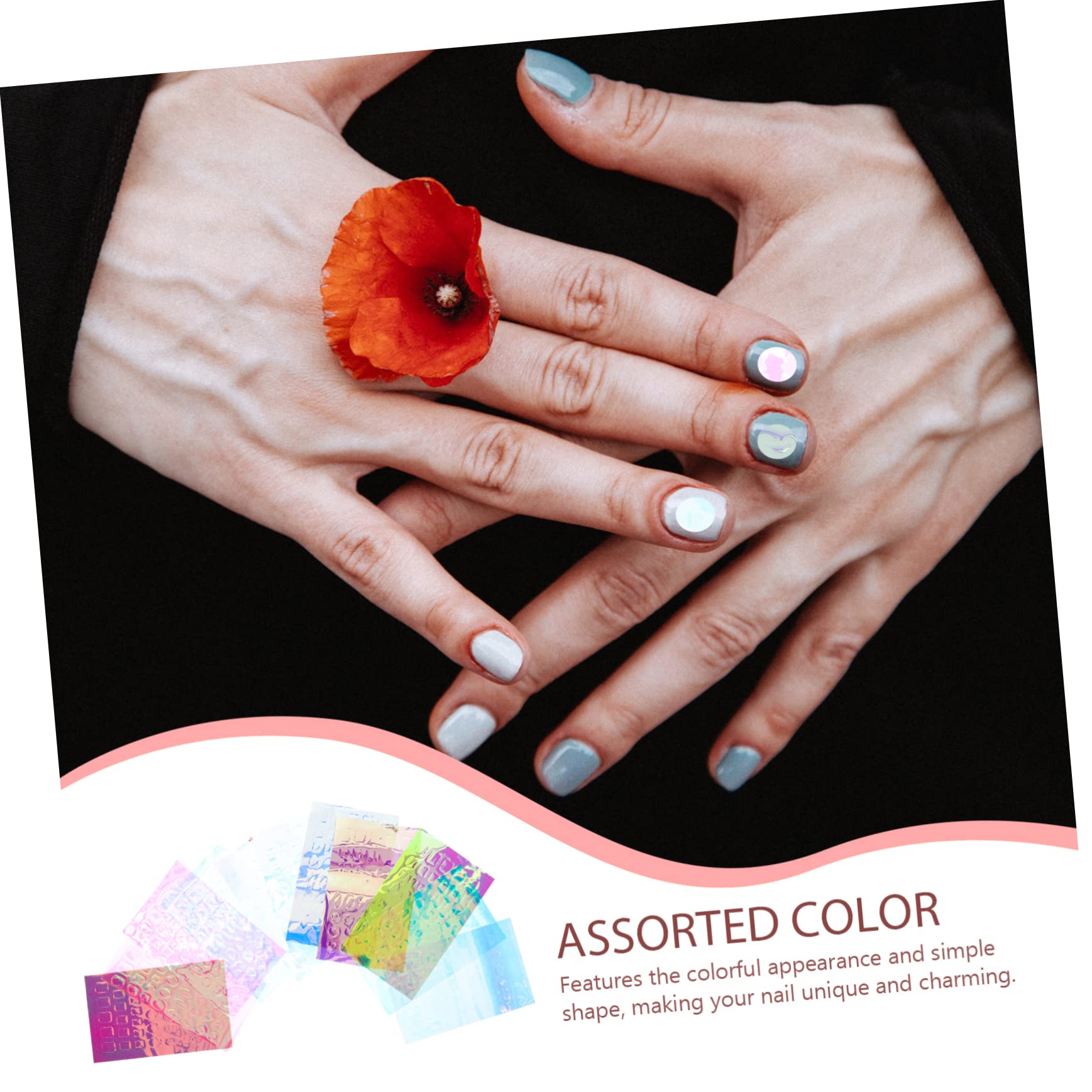 Healeved 55fogli Adesivi Per Unghie Trasparente Di Nail Art Manicure Effetto Iridescente Per Decorazioni Feste e Occasioni Speciali