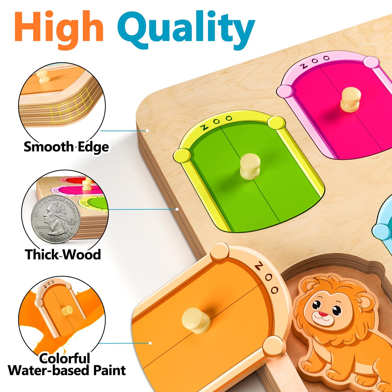 SYHLN Animal Peg Puzzles Wooden Toys For 1 2 Year Old | FindTheDeal