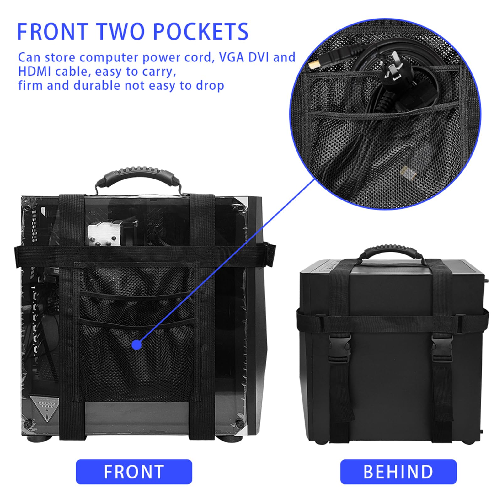 Supporti per CPU Tracolla for PC Tower Regolabile, Supporto for Cintura for PC Desktop, Imbracatura da Viaggio con Maniglia e Tasche Supporto per PC