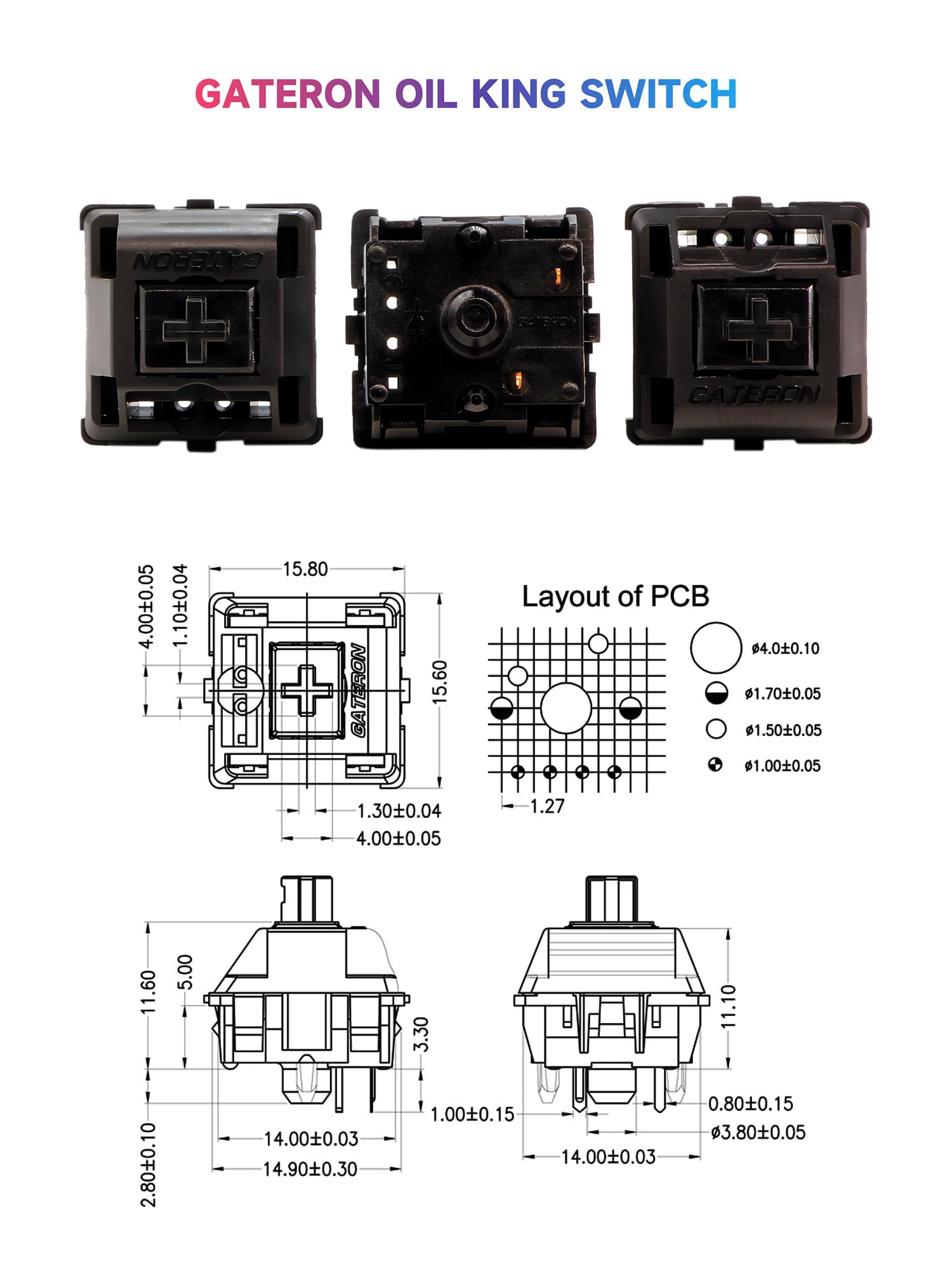 Gateron Oil King Pre Lubed Linear MX Switch,Black Split