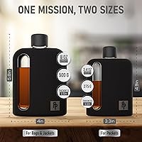 Vista 8 de Ragproper Frasco de vidrio para hombres – Frasco de bolsillo moderno para whisky y licor con tapa de corcho y revestimiento de silicona, cubierto