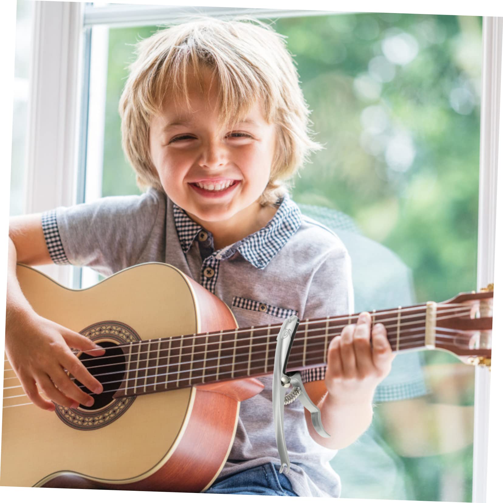 GOOHOCHY Metal Guitar Capo Zinc Alloy Clip-on Tuner for Electric Guitars Beginner