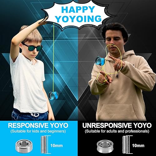 Miniatura 6 de FETESNICE Yoyo FS23 Yoyo profesional sensible para niños de 8 a 12 años, yoyo que no responde para adultos, truco de metal de doble función con