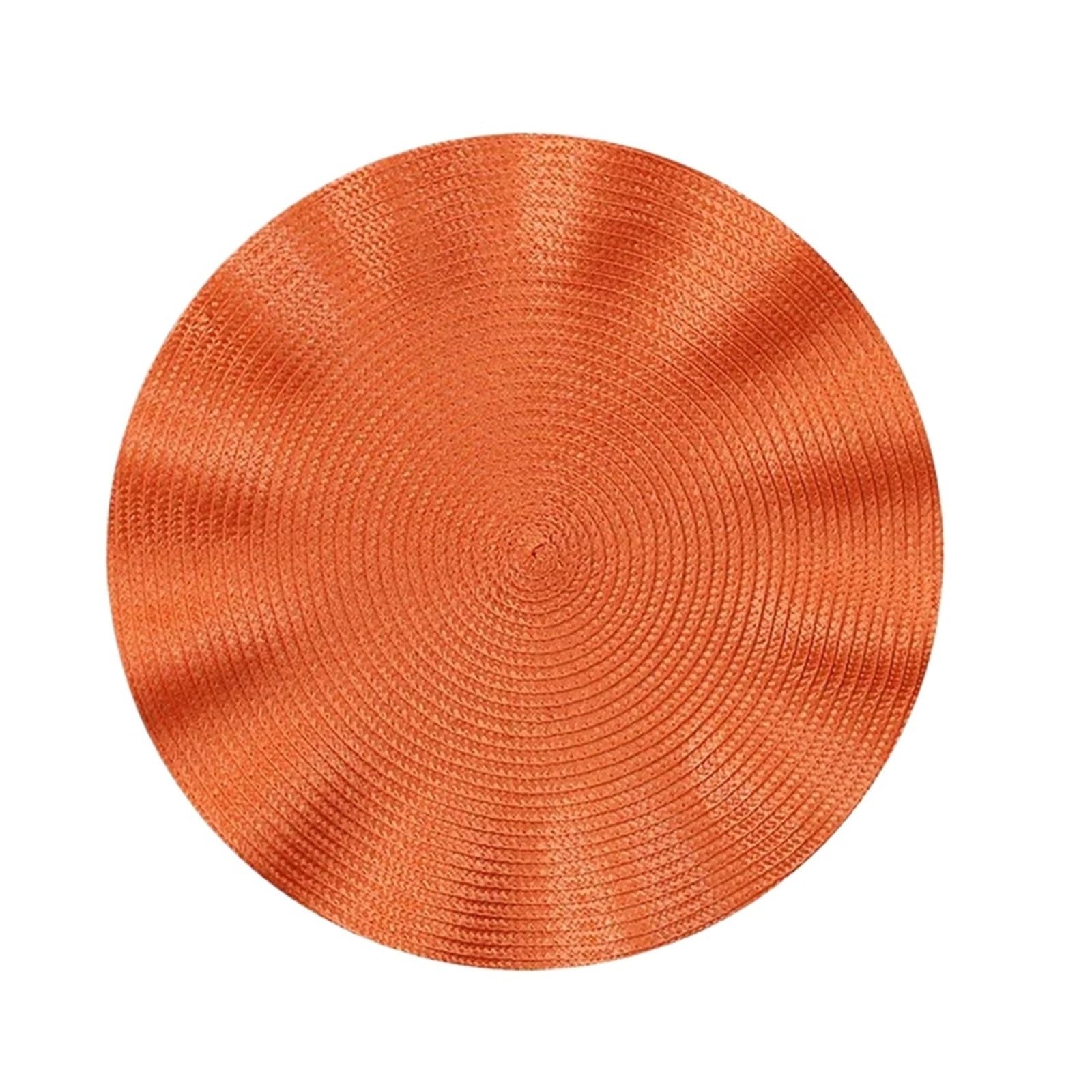 2pcs Wavy Round Heat Insulation Placemats 38cm Woven Braided Circle Placemat For Dining Tables Kitchen Table Mats Washable For Table(Orange)