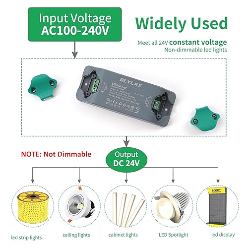 Miniatura 2 de 30W 24V LED Driver-Slim LED Fuente de alimentación - 100240V AC a 24V DC Voltaje constante LED Tira de luces LED Controlador - Reemplazo de 24