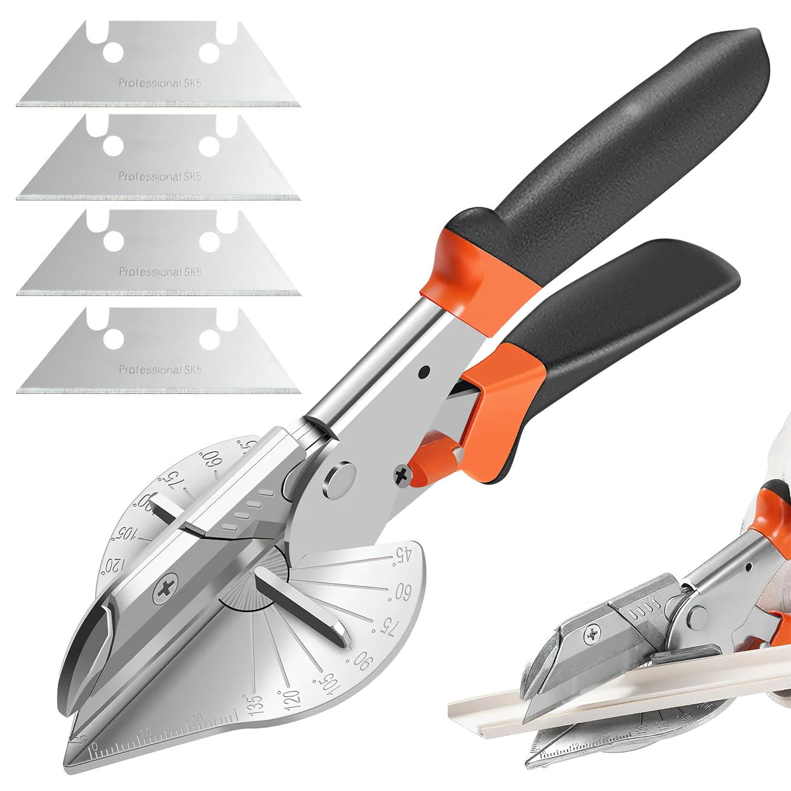 Cigrubo Gehrungsschere Für Kabelkanal - Verstellbar 45-135 Grad Mit 10 Klingen