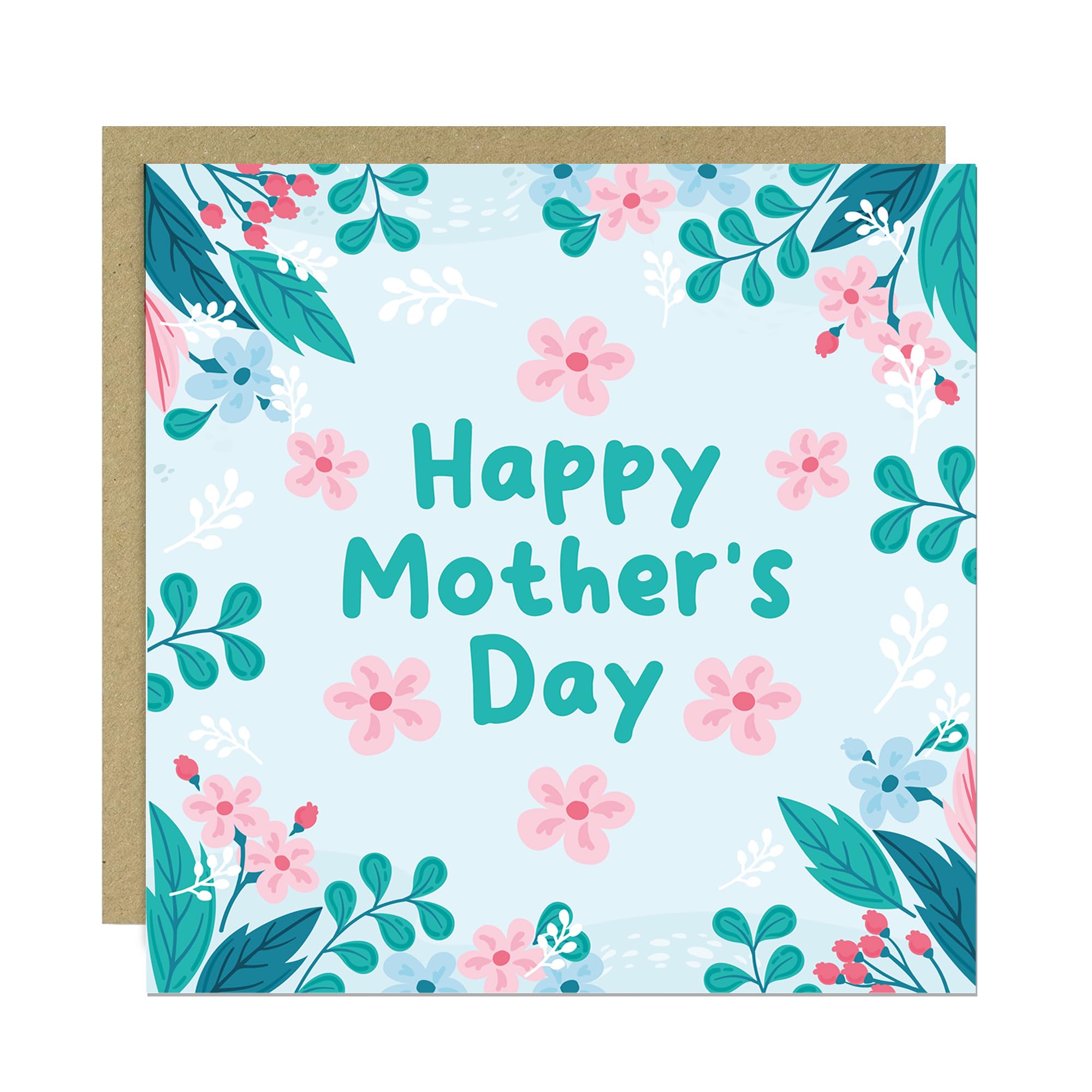 RED OCEAN Mothers Day Card With Envelope, Beautiful Cards For Mum Mummy Nan Nanny Mother In Law Grandma, Floral Mothers Day Card, For Her, Mum, Nanny, Nan