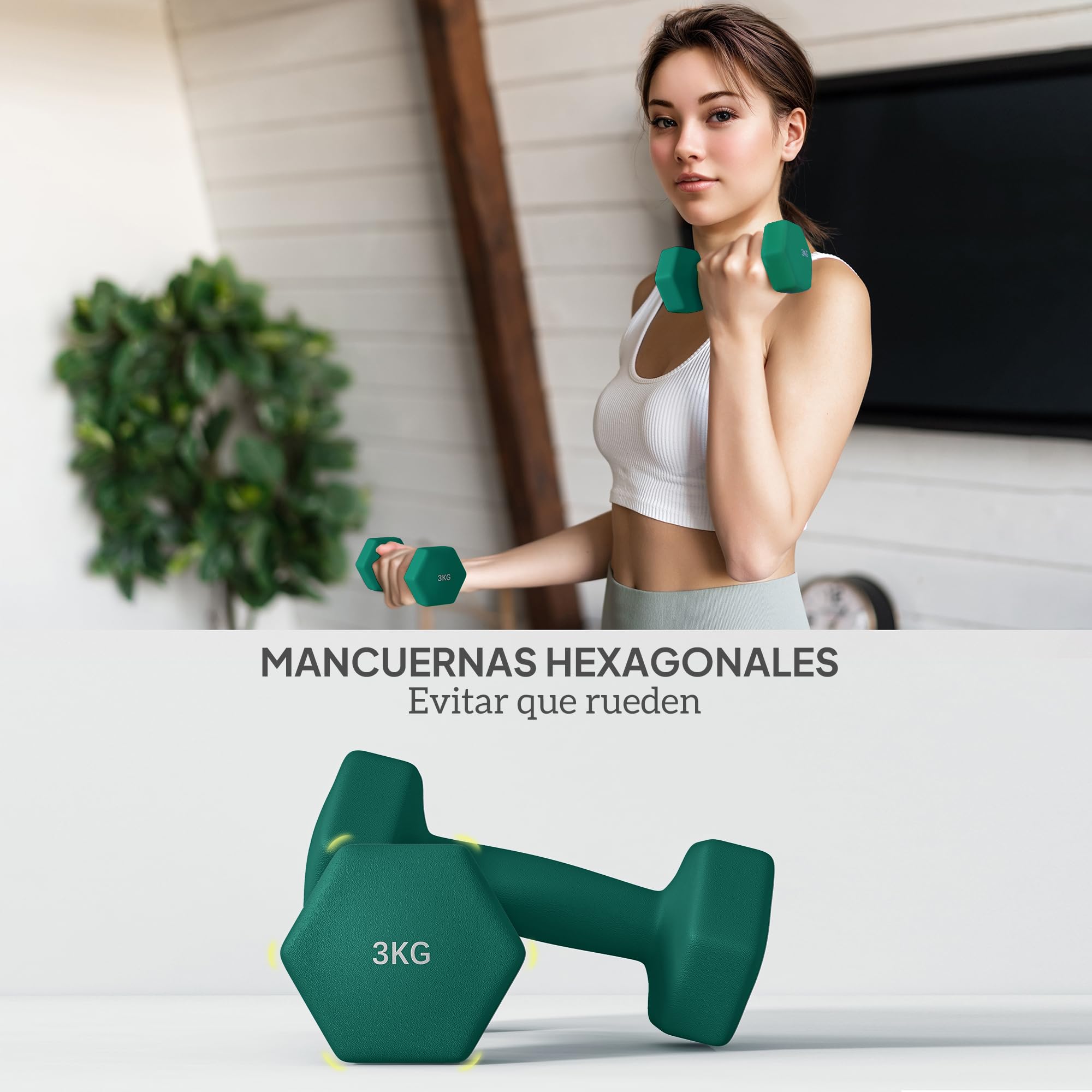 SPORTNOW Juego de Mancuernas de 6 Piezas 12 kg a 24 kg Mancuernas Hexagonales con Soporte de Almacenamiento y Mango Antideslizante para Musculación Entrenamiento en Casa Gimnasio Multicolor
