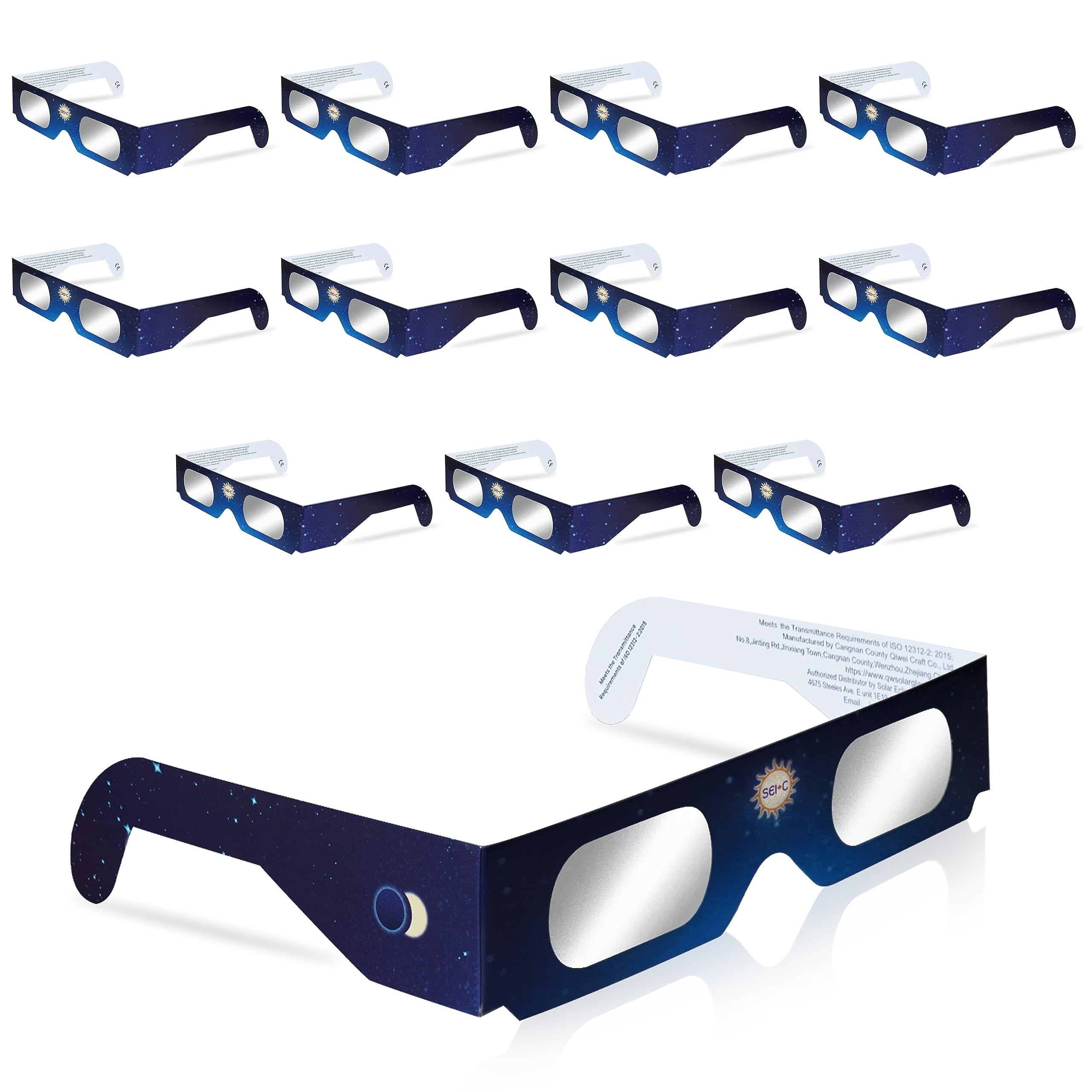 SEIC[12 Pack] Paper Solar Eclipse Glasses Approved 2024, Made by AAS Recognized Factory, CE and ISO Certified Eclipse Shade for Direct Sun Viewing