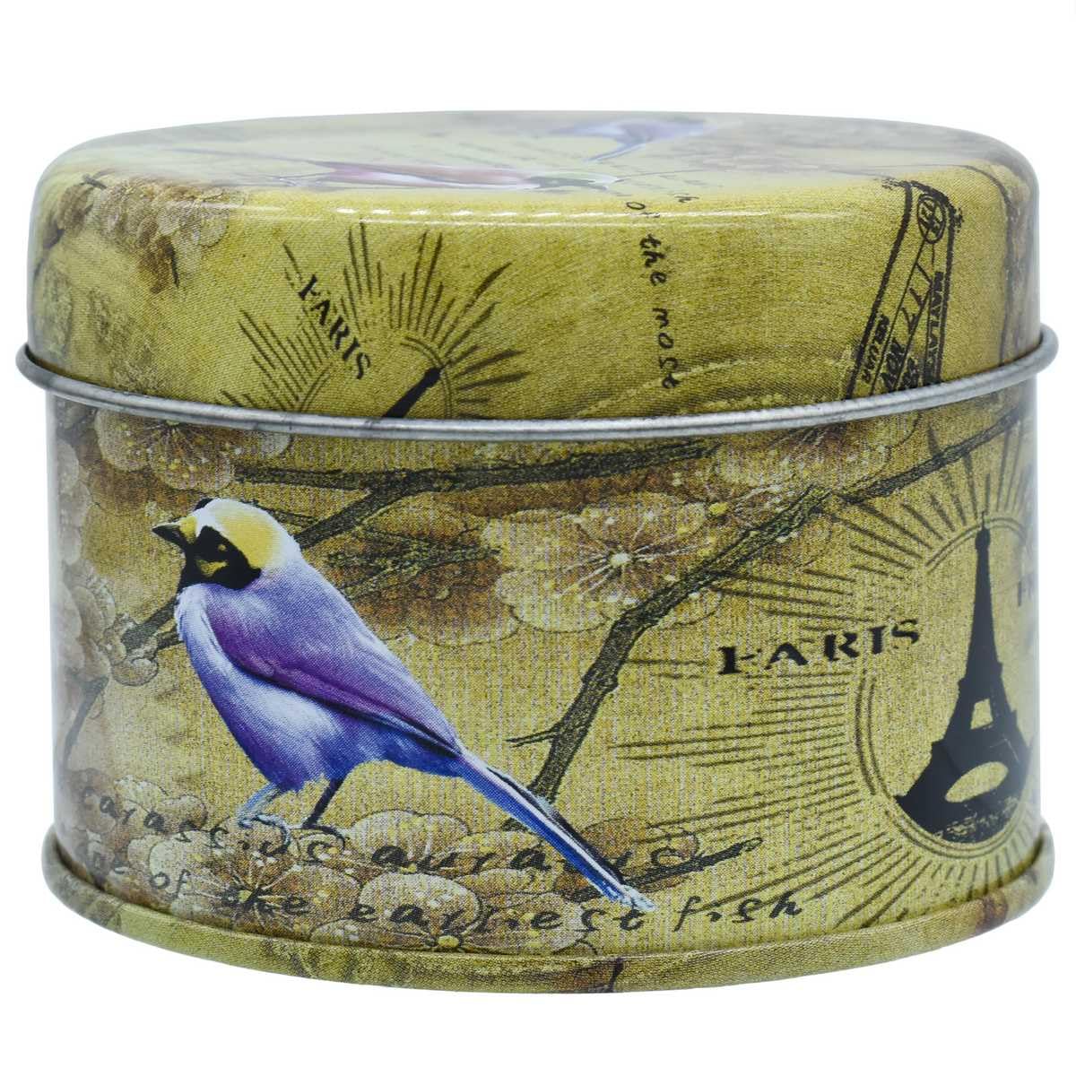 Vintage Paris Decorative Round Metal Storage Tin Box, Birds and Eiffel Tower Design, 7.5 cm x 5 cm, MGBR50-C-image-44