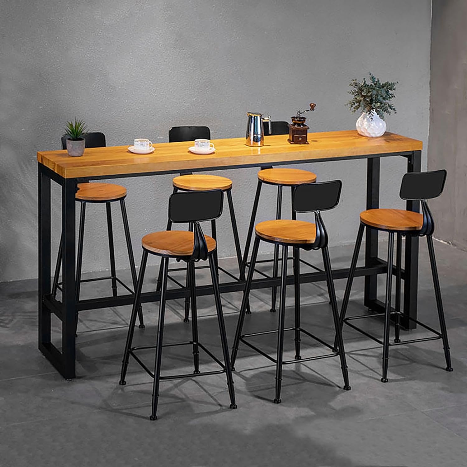 Rectangular Bar Table,Bar Table, High Table,Breakfast Bar Table Kitchen Table, 100/120/140/160cm Counter Breakfast Dining High Tables with Footrest and Adjustable Footpads(100X40X105CM)